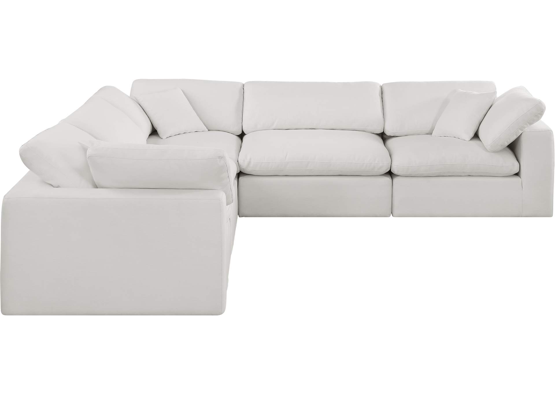 Comfy Cream Linen Textured Fabric Modular Sectional,Meridian Furniture