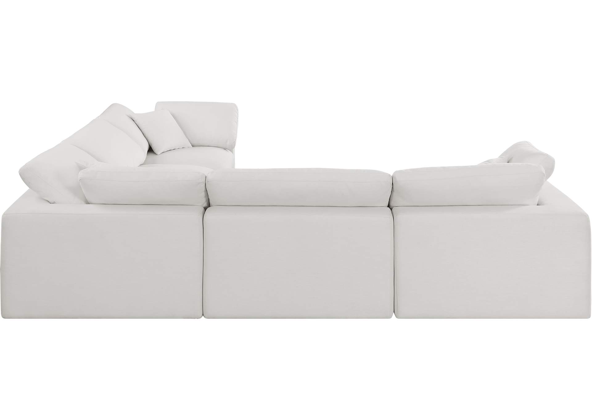 Comfy Cream Linen Textured Fabric Modular Sectional,Meridian Furniture