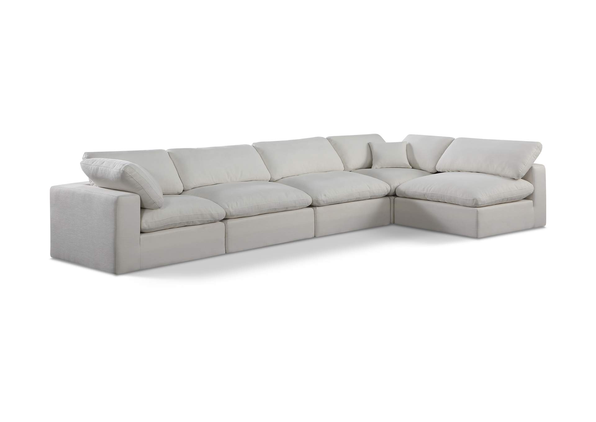 Comfy Cream Linen Textured Fabric Modular Sectional,Meridian Furniture