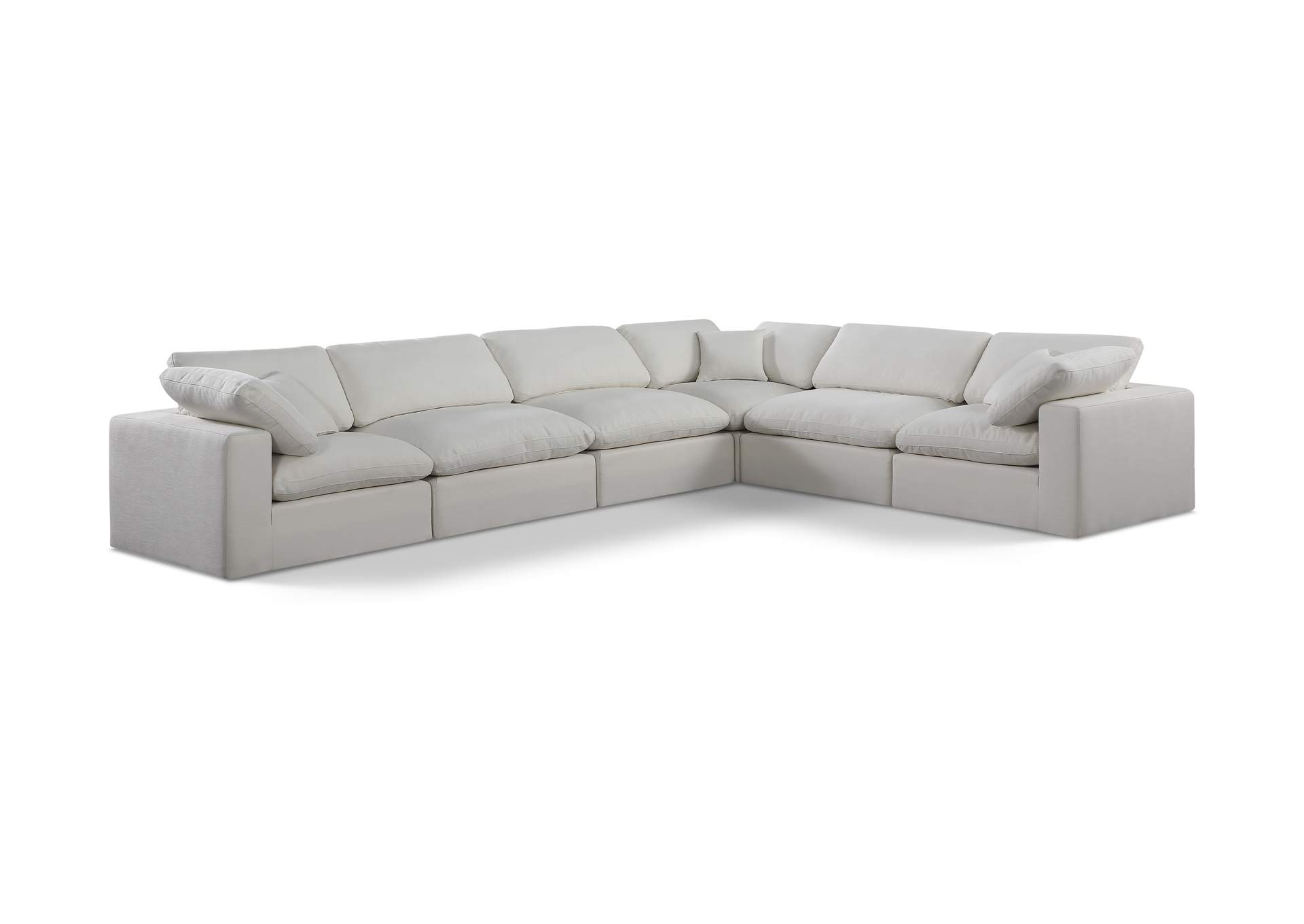 Comfy Cream Linen Textured Fabric Modular Sectional,Meridian Furniture