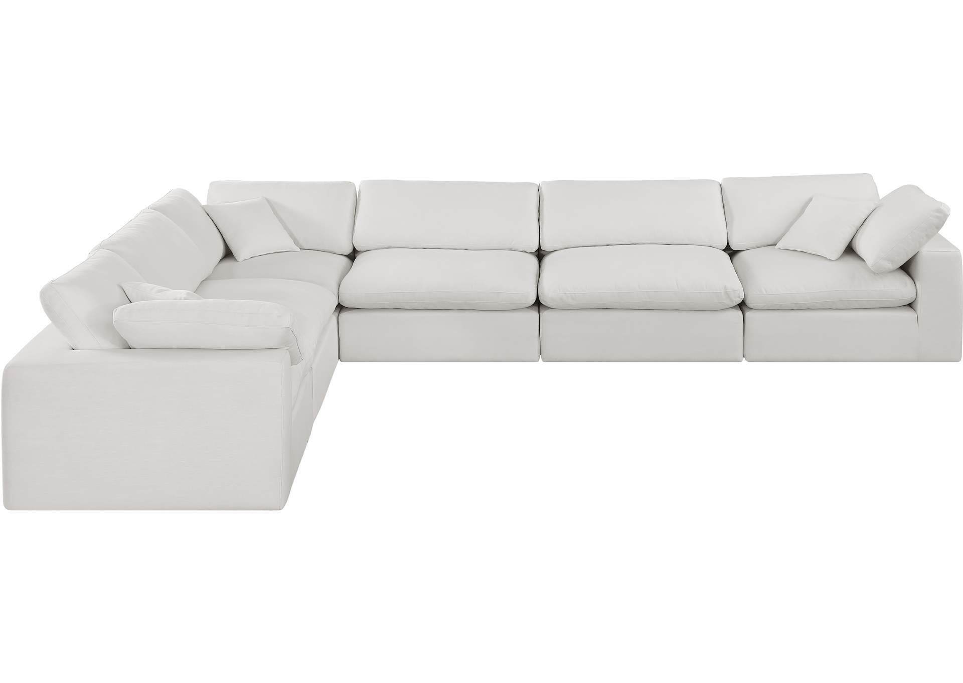 Comfy Cream Linen Textured Fabric Modular Sectional,Meridian Furniture