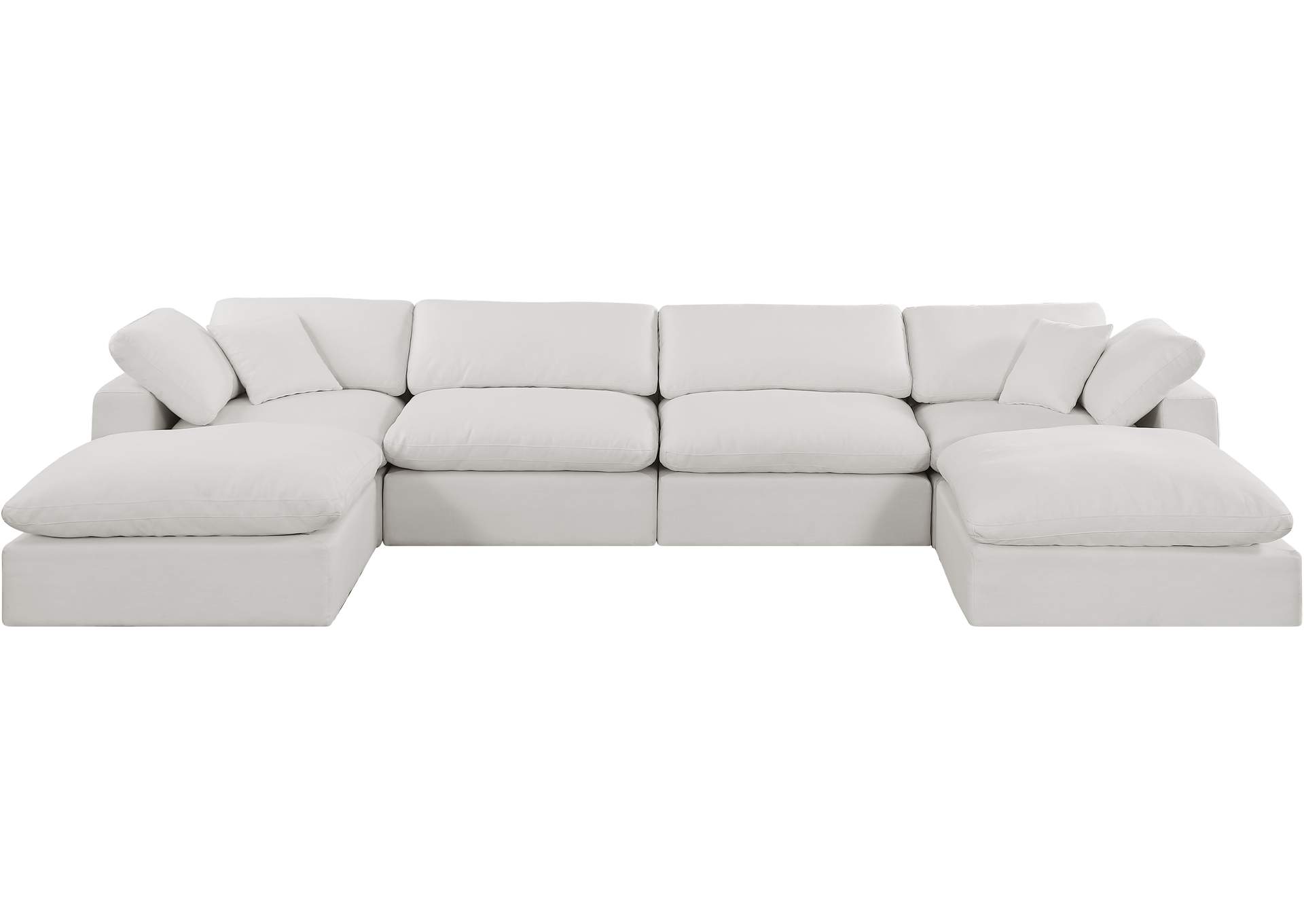 Comfy Cream Linen Textured Fabric Modular Sectional,Meridian Furniture
