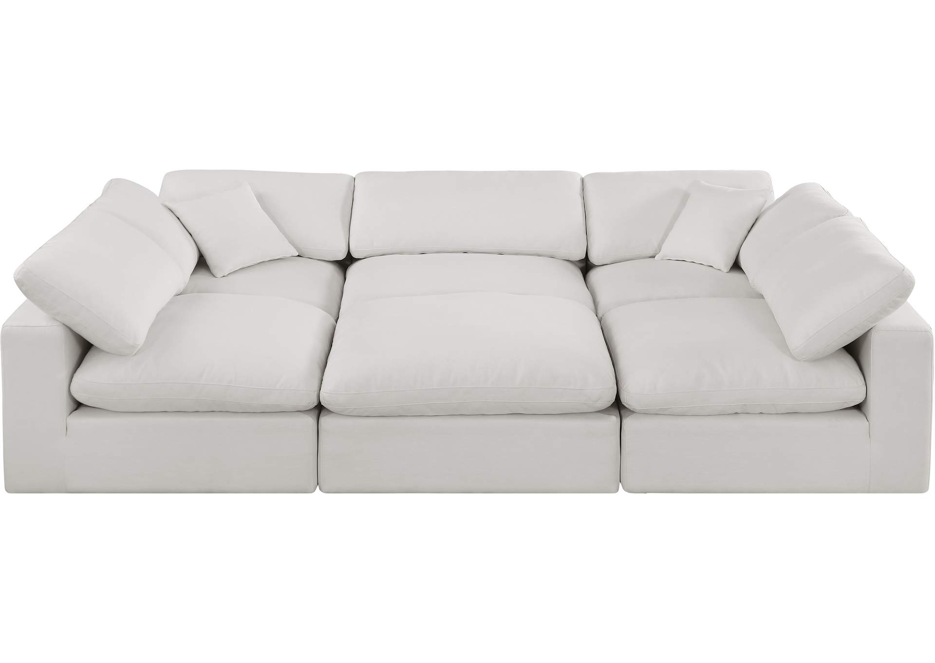 Comfy Cream Linen Textured Fabric Modular Sectional,Meridian Furniture