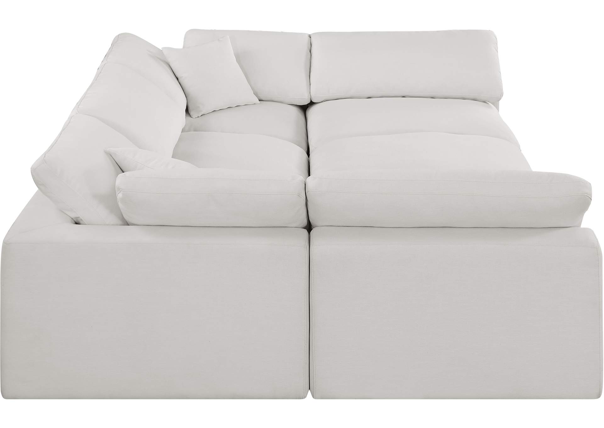 Comfy Cream Linen Textured Fabric Modular Sectional,Meridian Furniture
