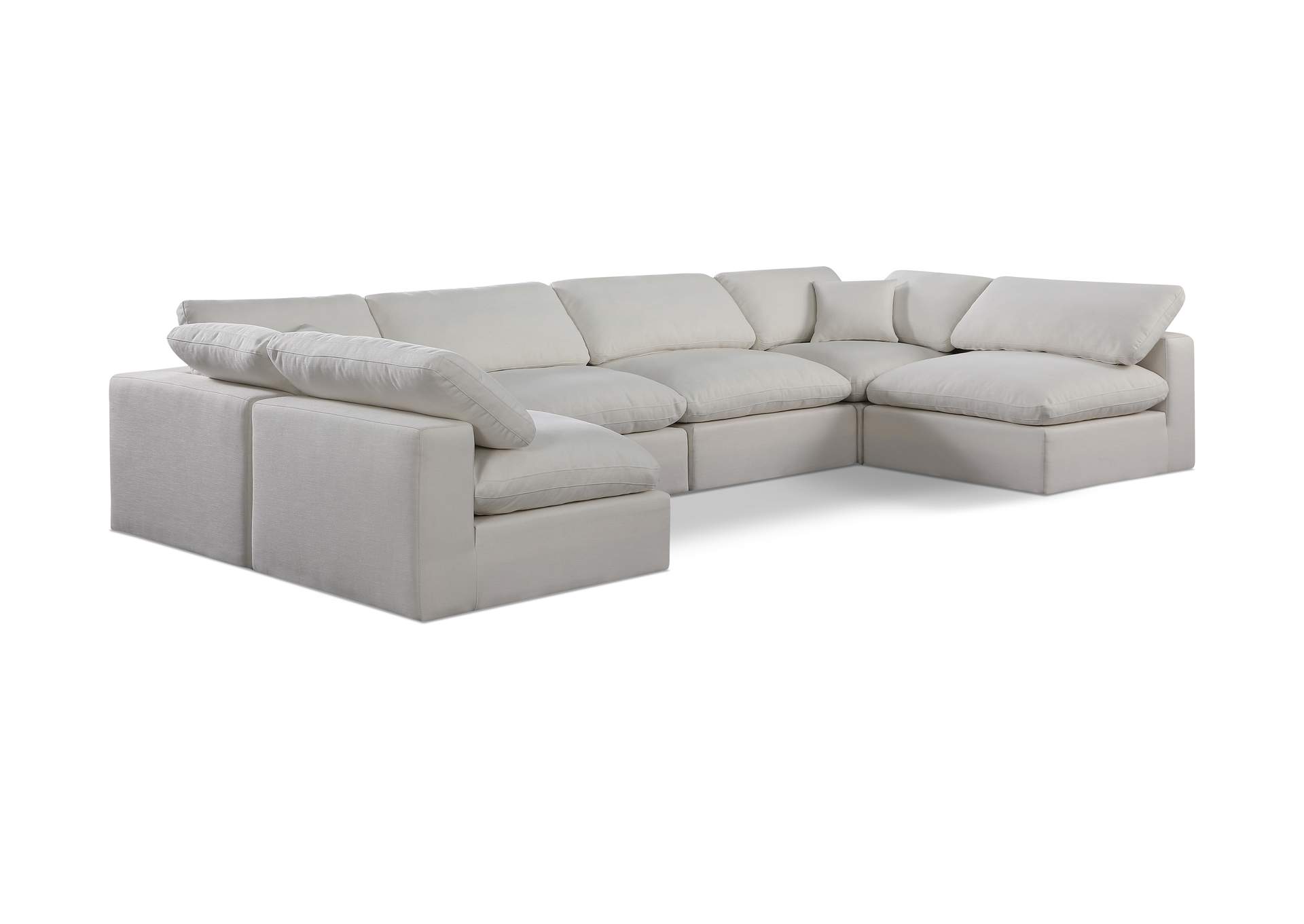 Comfy Cream Linen Textured Fabric Modular Sectional,Meridian Furniture
