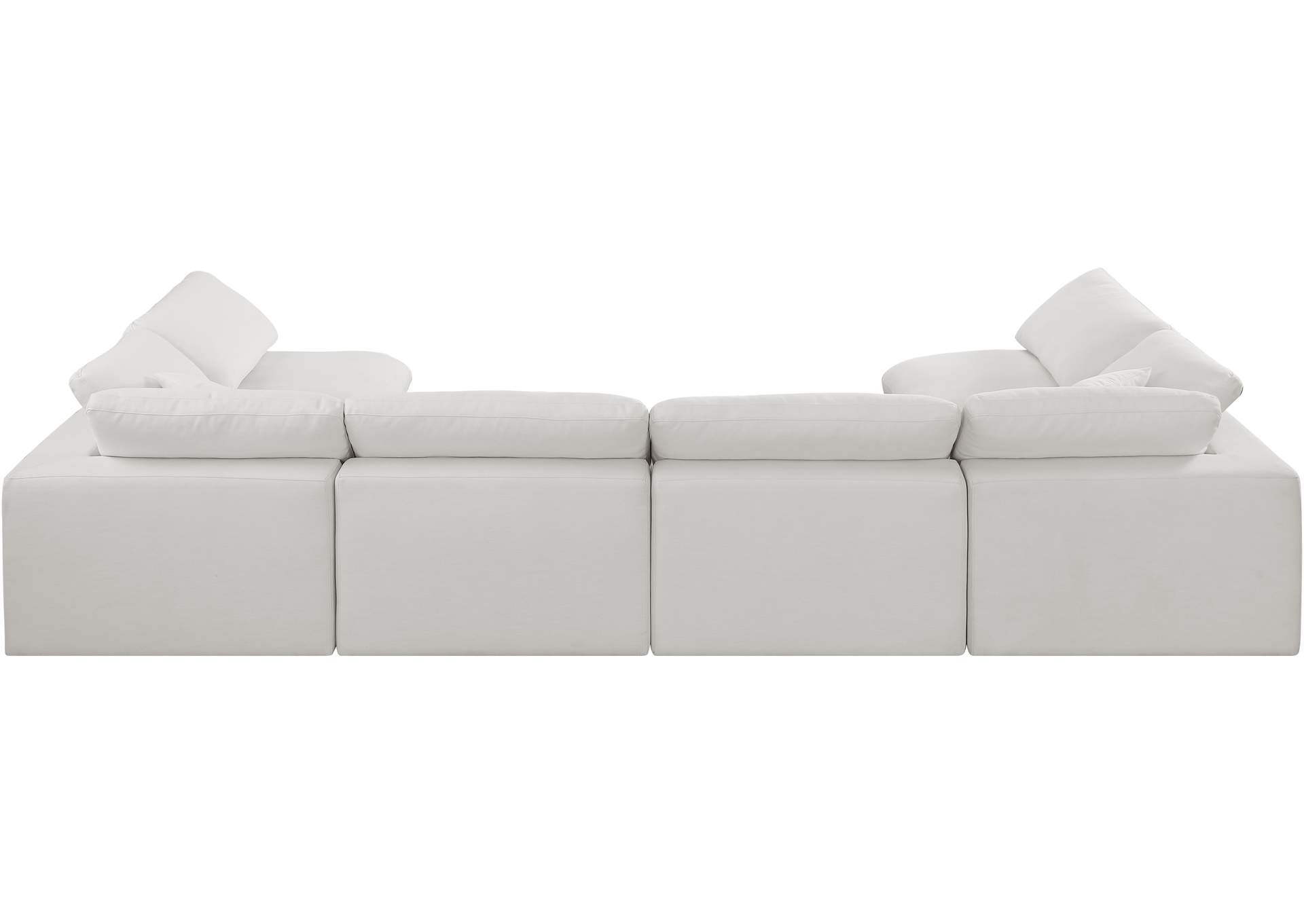 Comfy Cream Linen Textured Fabric Modular Sectional,Meridian Furniture