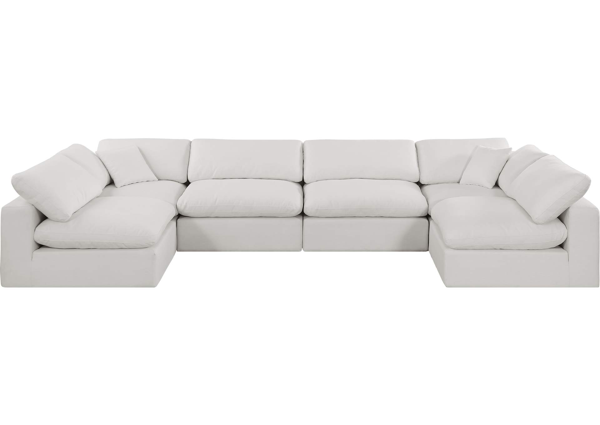 Comfy Cream Linen Textured Fabric Modular Sectional,Meridian Furniture