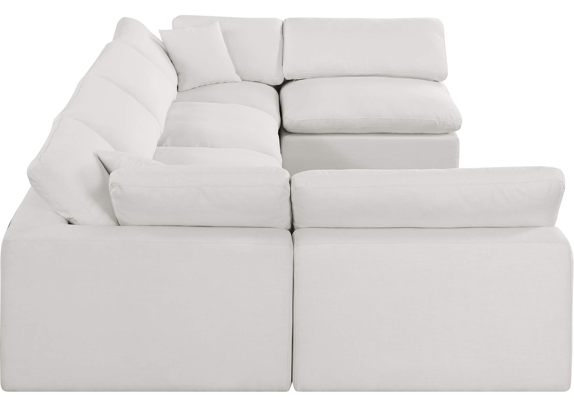 Comfy Cream Linen Textured Fabric Modular Sectional,Meridian Furniture
