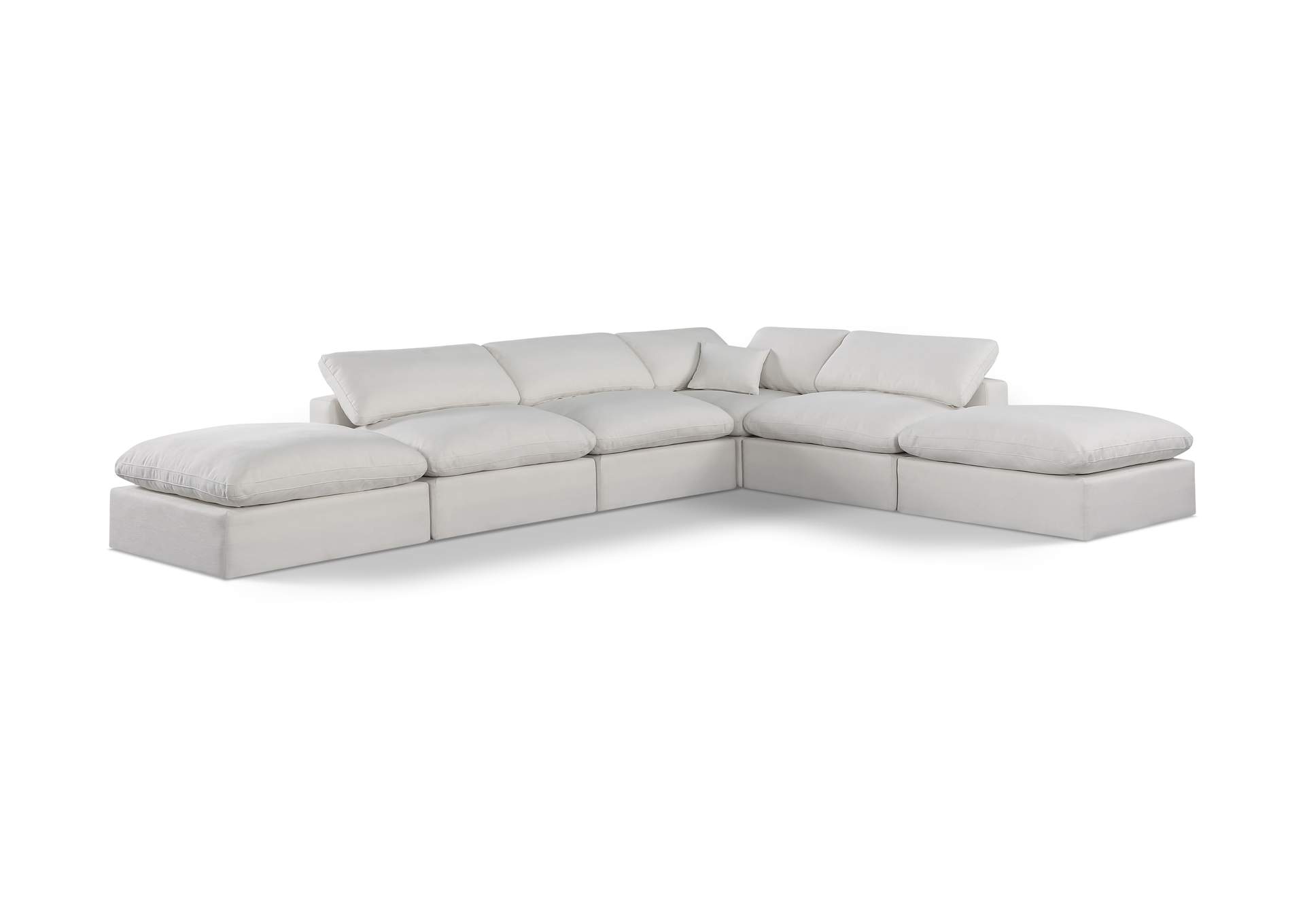 Comfy Cream Linen Textured Fabric Modular Sectional,Meridian Furniture