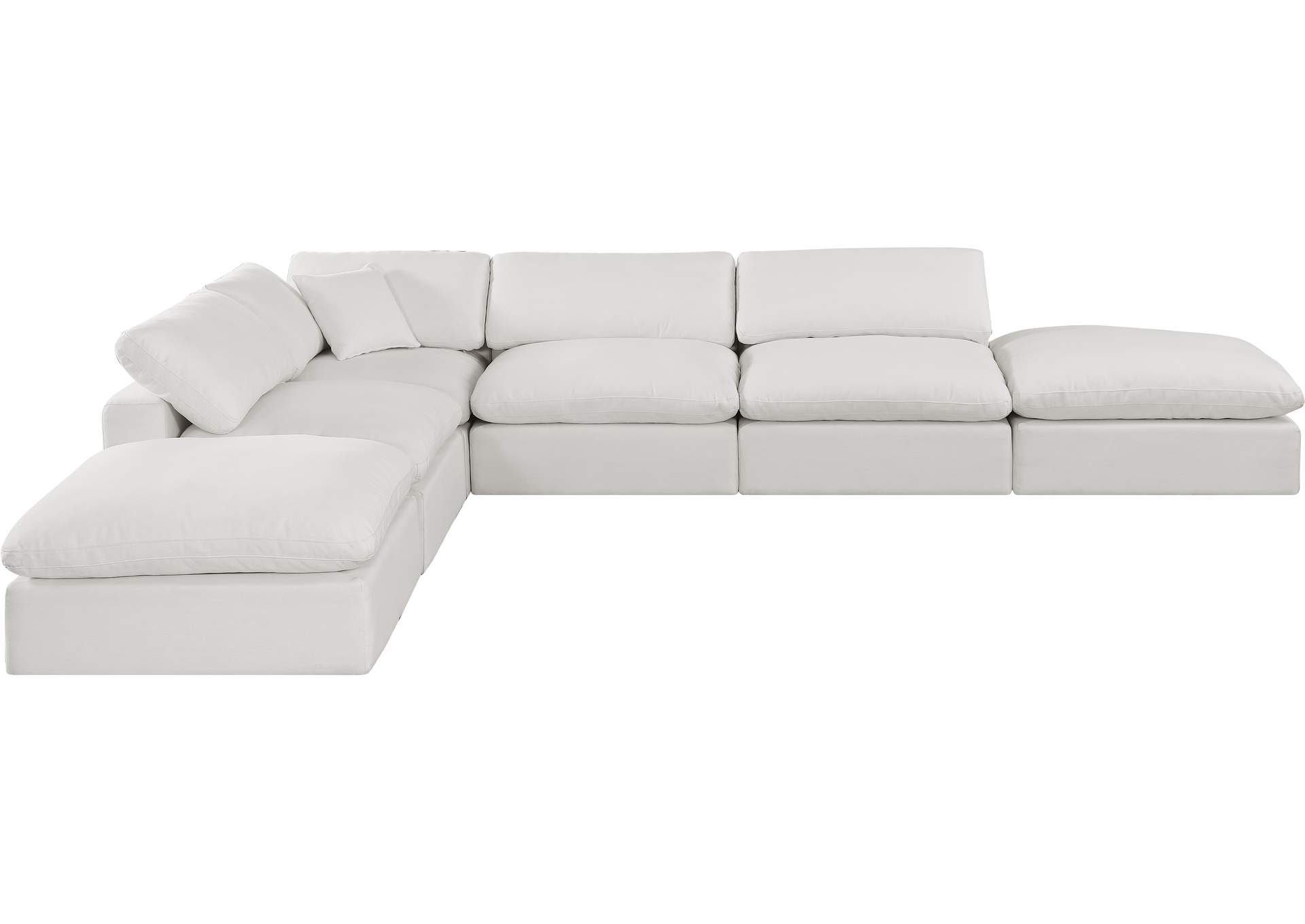 Comfy Cream Linen Textured Fabric Modular Sectional,Meridian Furniture