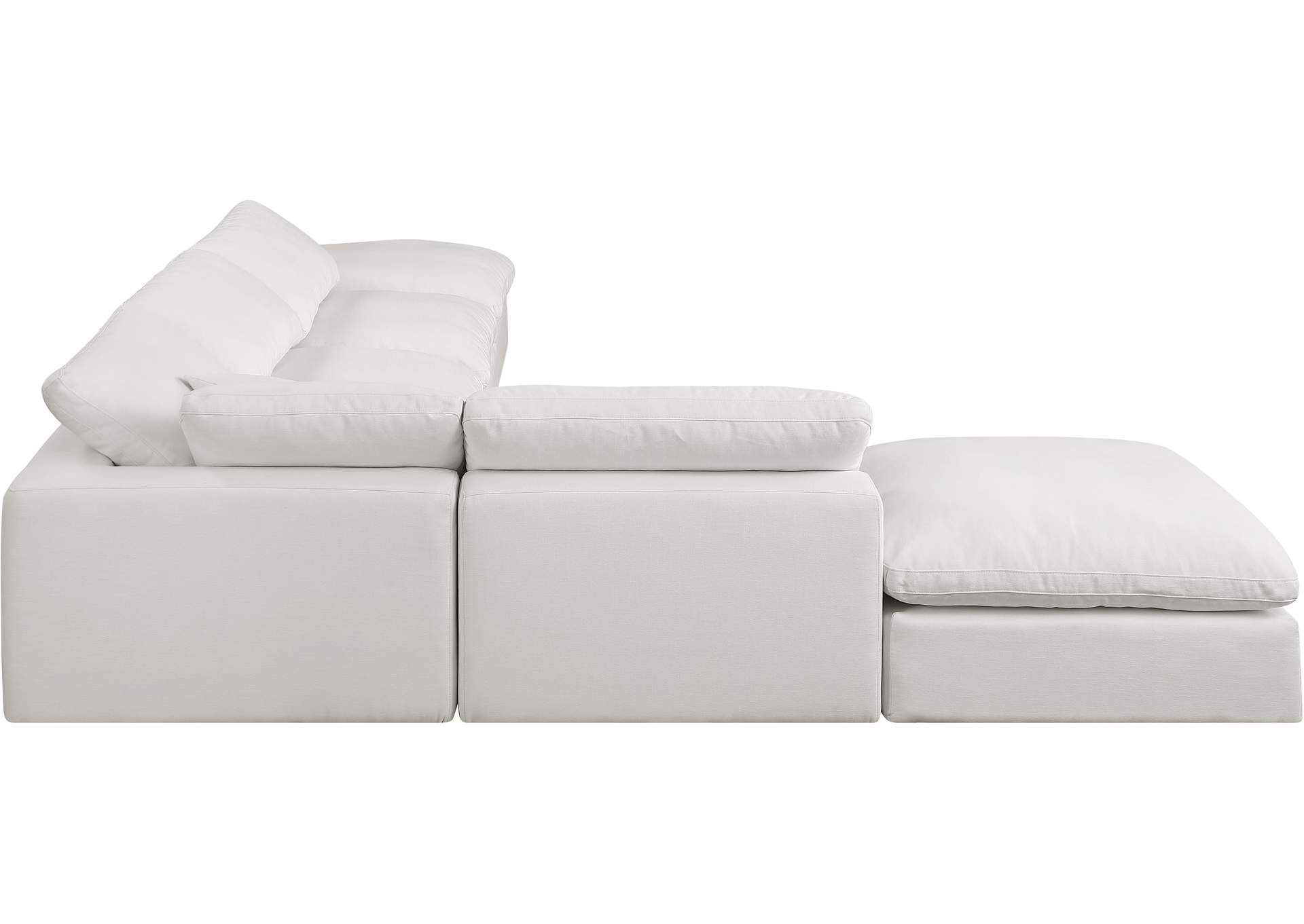 Comfy Cream Linen Textured Fabric Modular Sectional,Meridian Furniture