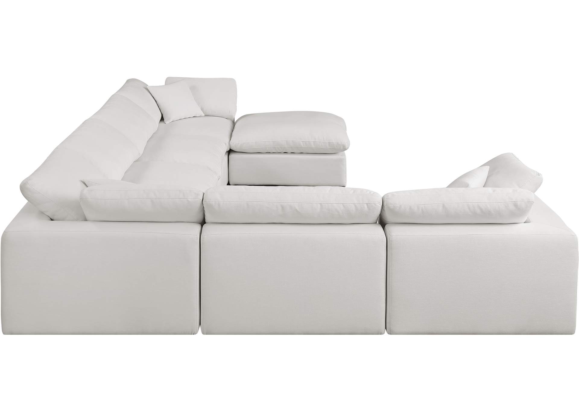 Comfy Cream Linen Textured Fabric Modular Sectional,Meridian Furniture