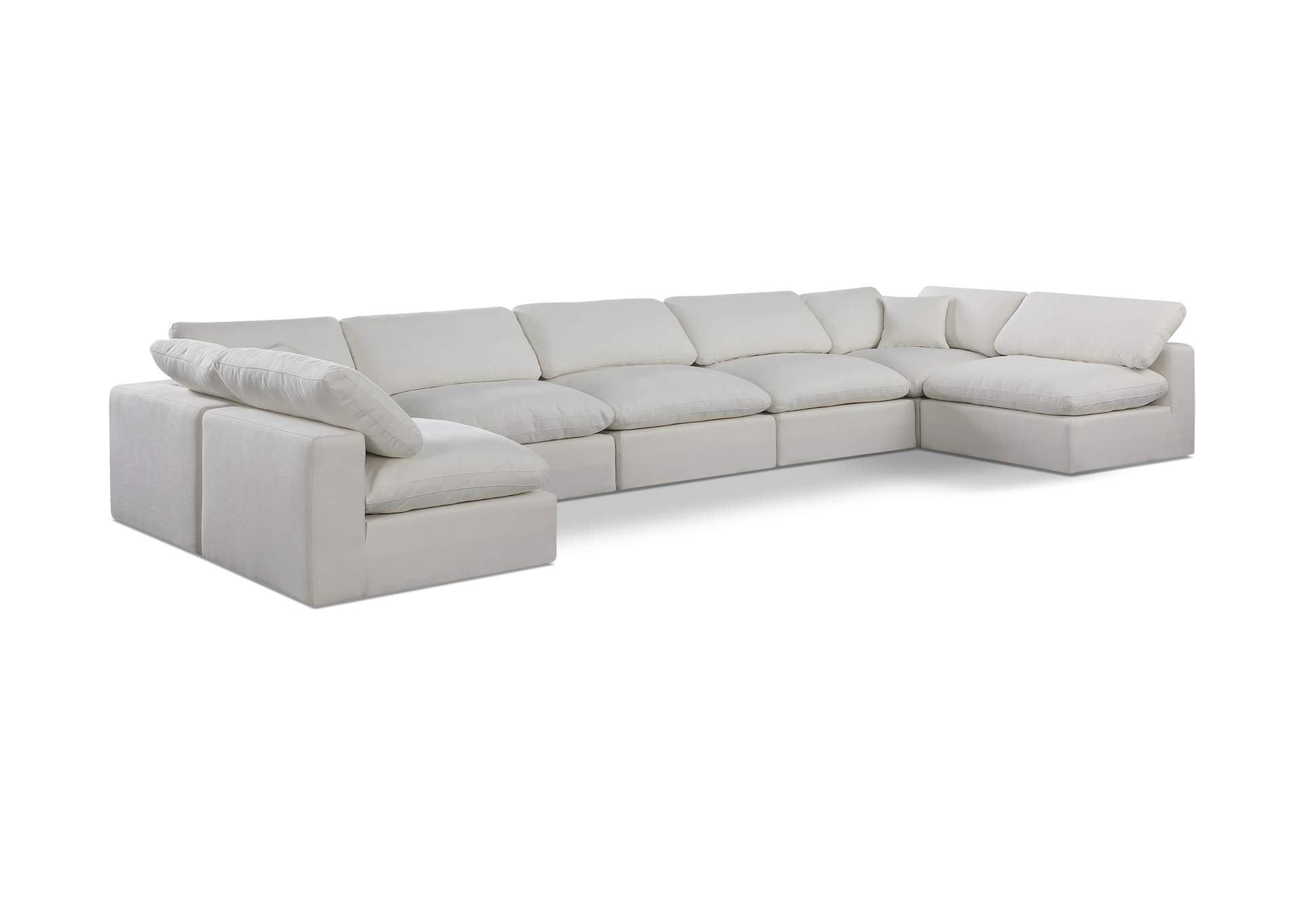 Comfy Cream Linen Textured Fabric Modular Sectional,Meridian Furniture