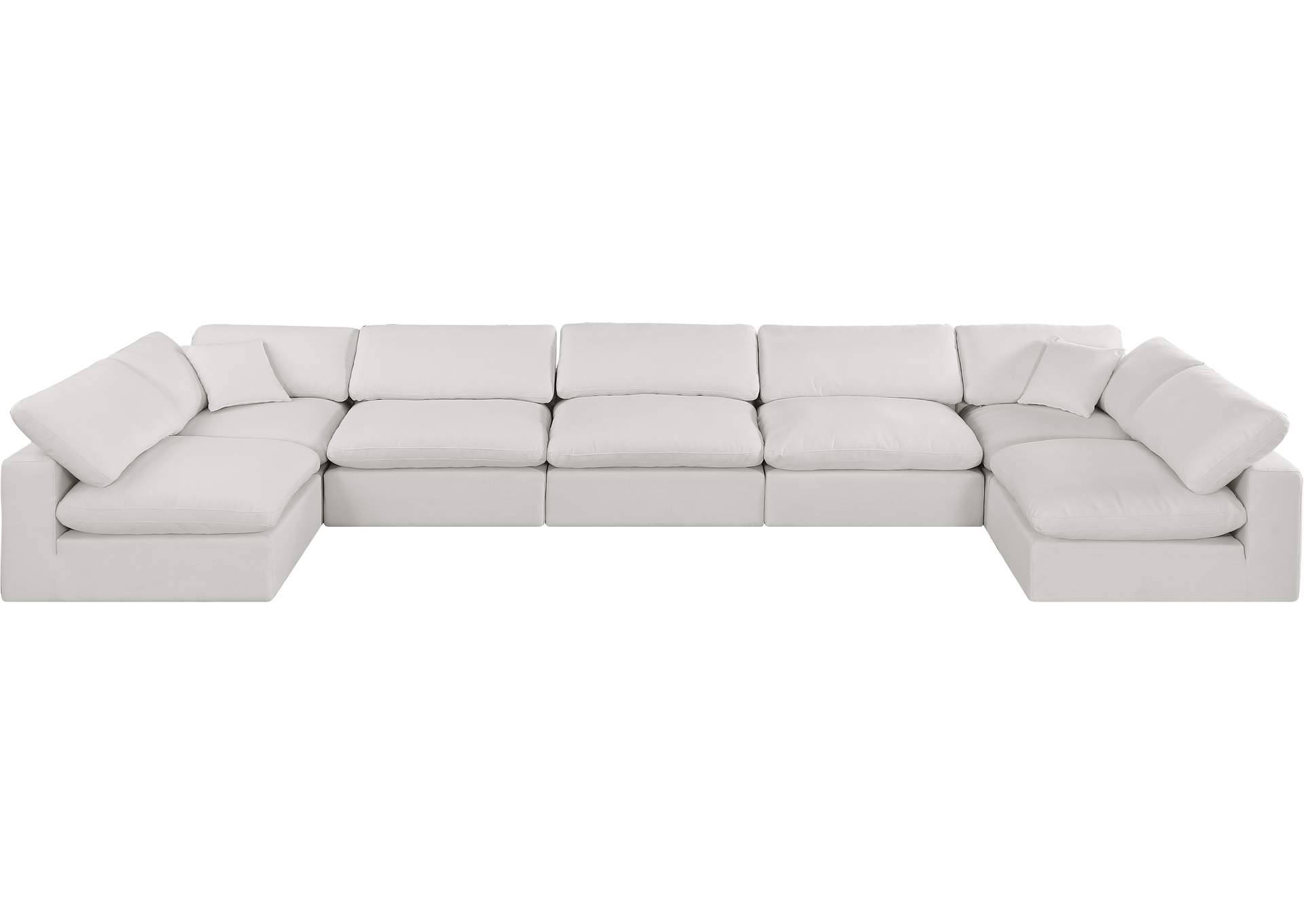 Comfy Cream Linen Textured Fabric Modular Sectional,Meridian Furniture