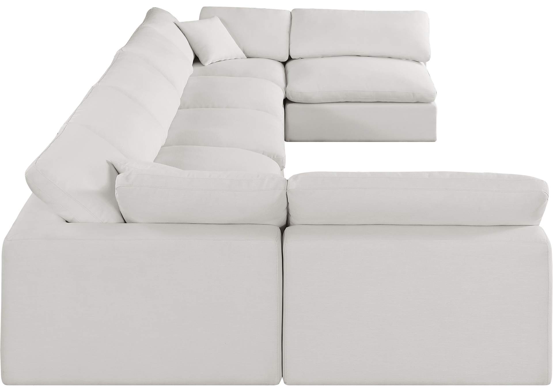 Comfy Cream Linen Textured Fabric Modular Sectional,Meridian Furniture