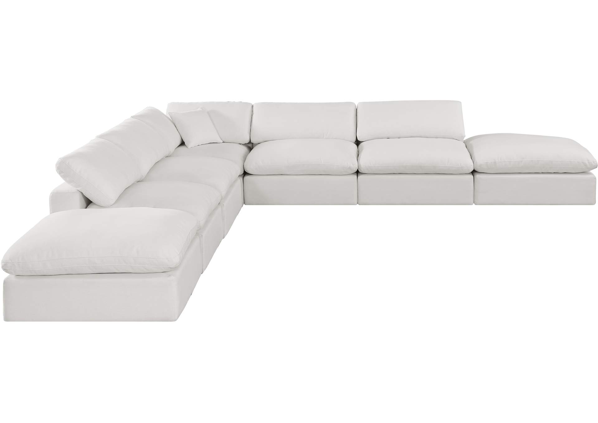 Comfy Cream Linen Textured Fabric Modular Sectional,Meridian Furniture