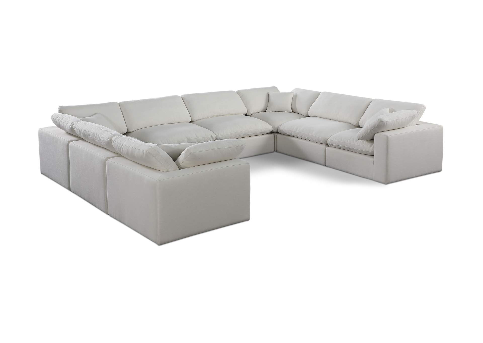 Comfy Cream Linen Textured Fabric Modular Sectional,Meridian Furniture