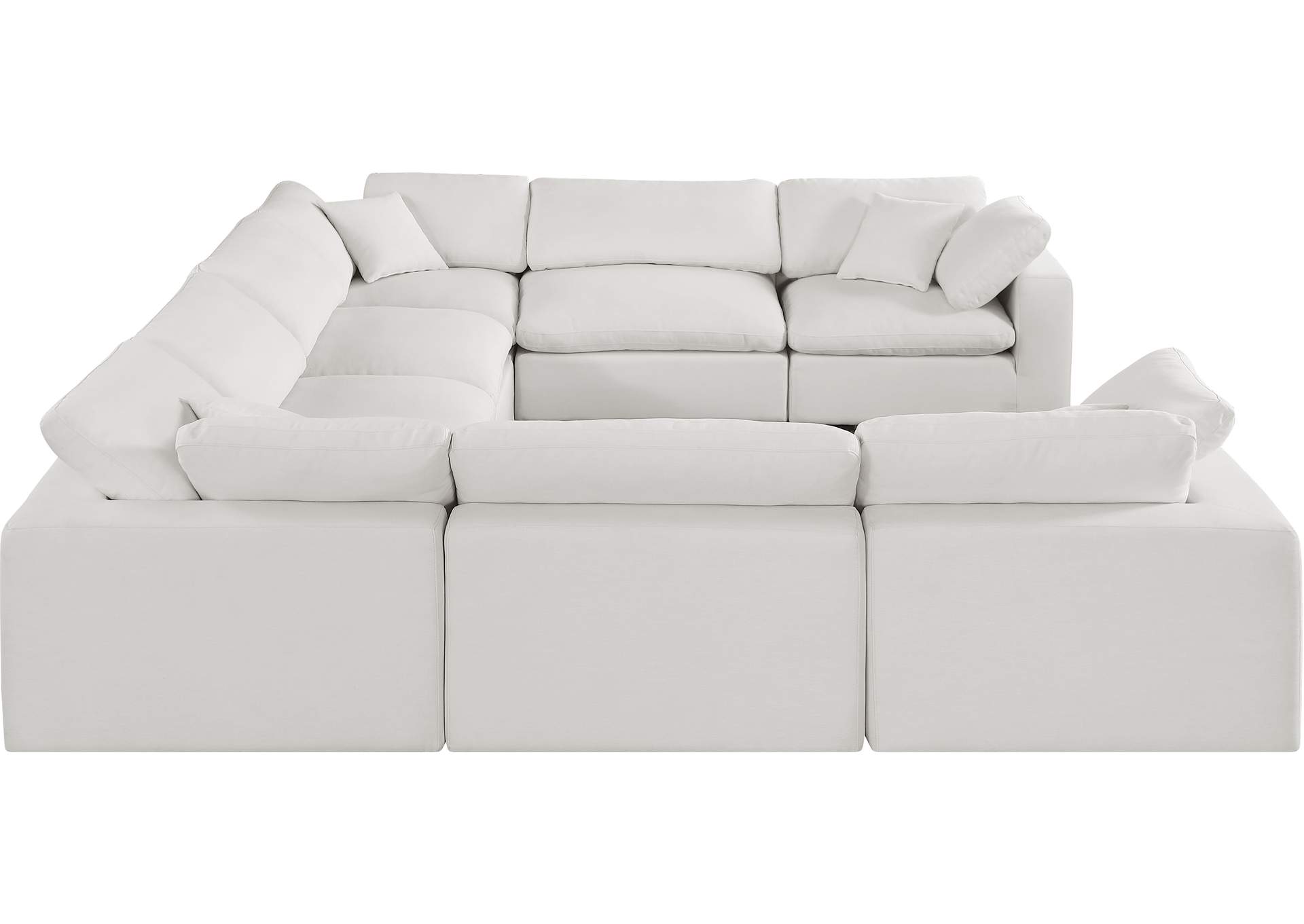 Comfy Cream Linen Textured Fabric Modular Sectional,Meridian Furniture