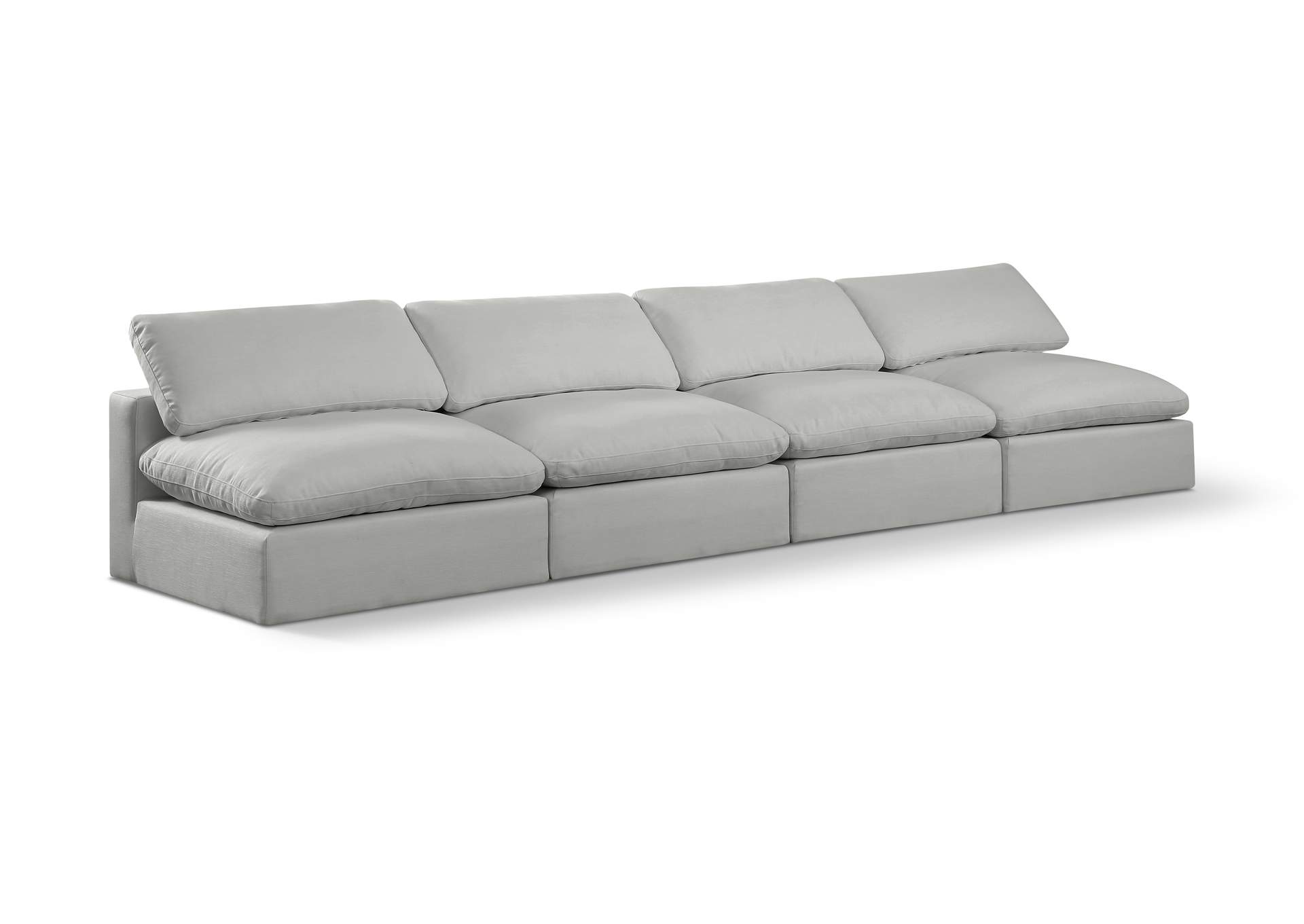 Comfy Grey Linen Textured Fabric Modular Sofa,Meridian Furniture