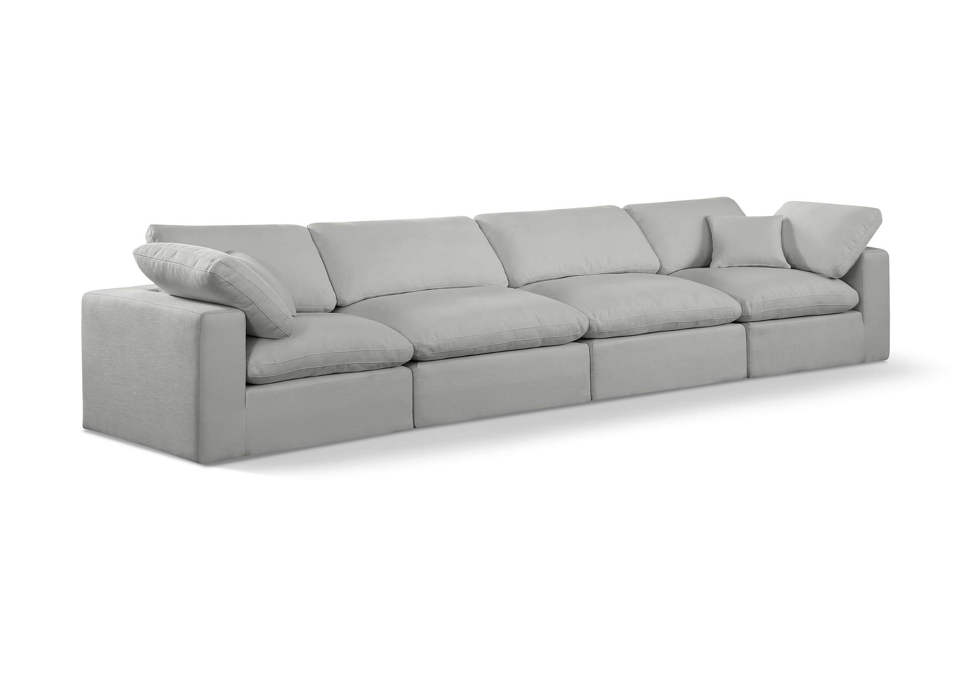 Comfy Grey Linen Textured Fabric Modular Sofa,Meridian Furniture