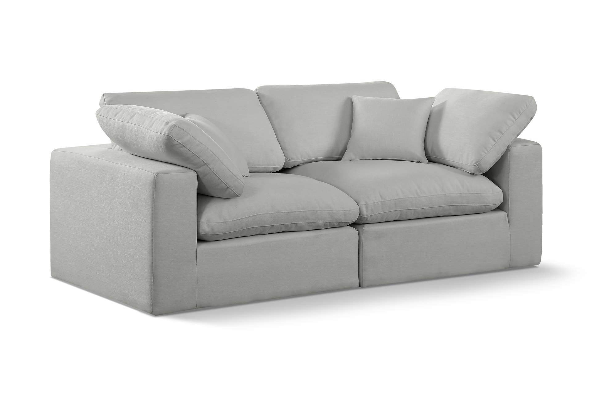 Comfy Grey Linen Textured Fabric Modular Sofa,Meridian Furniture