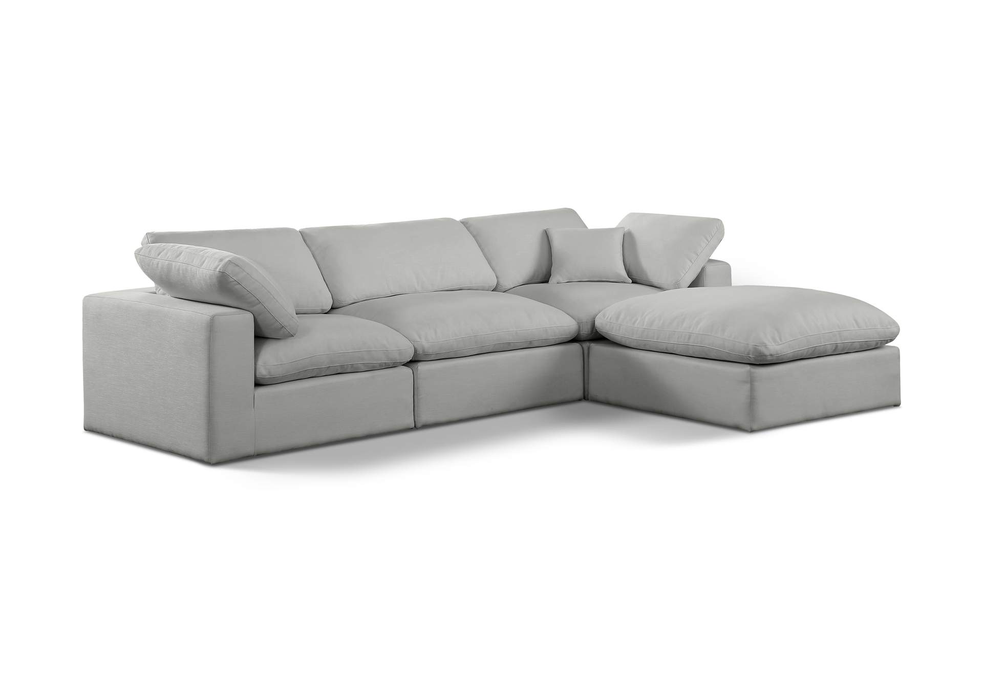 Comfy Grey Linen Textured Fabric Modular Sectional,Meridian Furniture