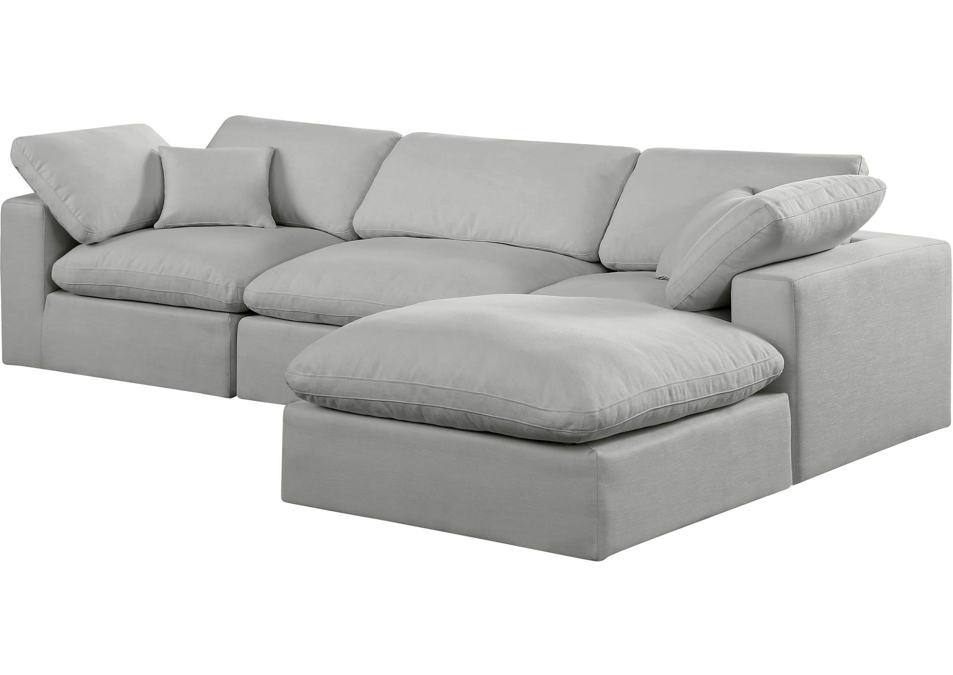 Comfy Grey Linen Textured Fabric Modular Sectional,Meridian Furniture
