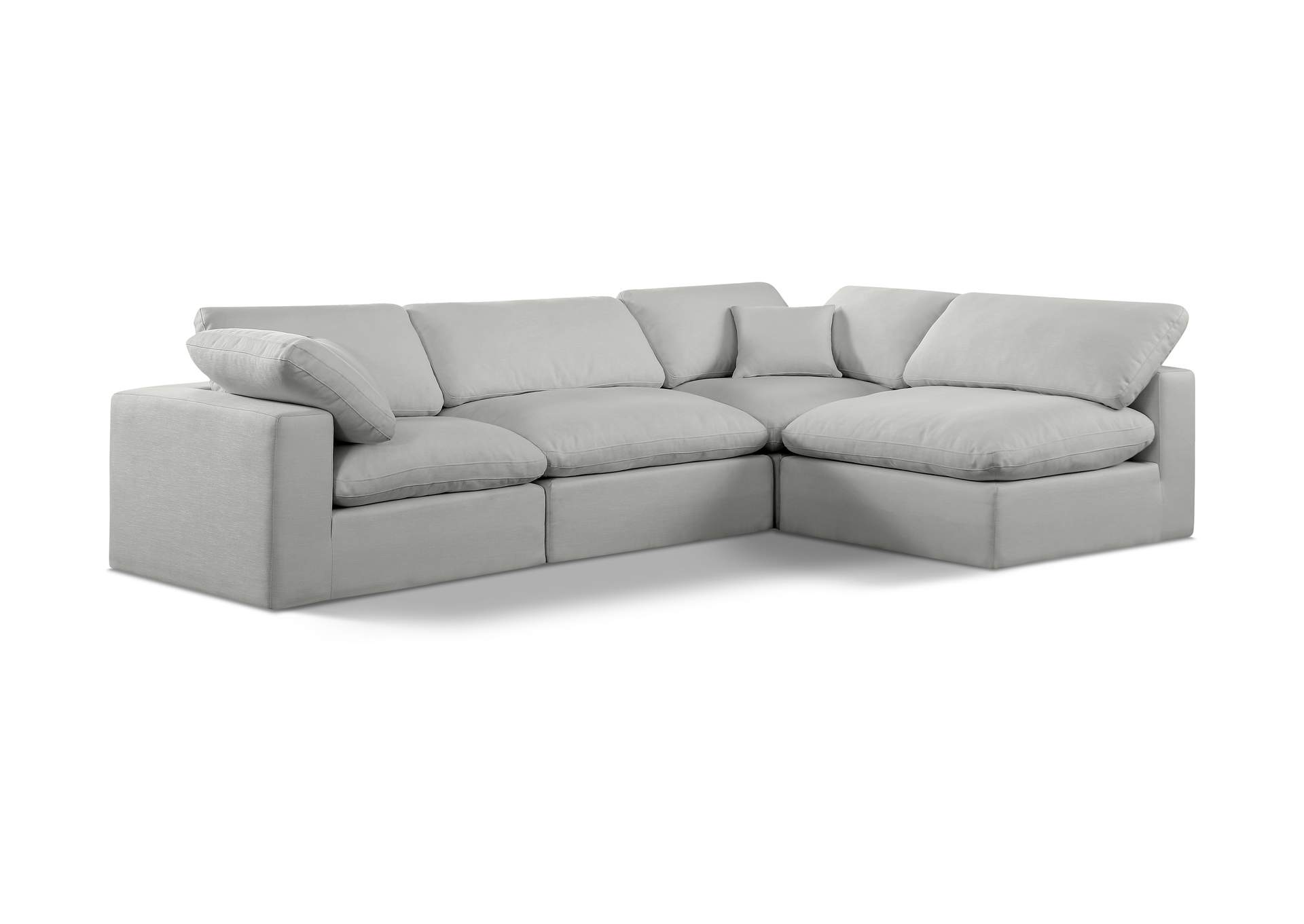 Comfy Grey Linen Textured Fabric Modular Sectional,Meridian Furniture