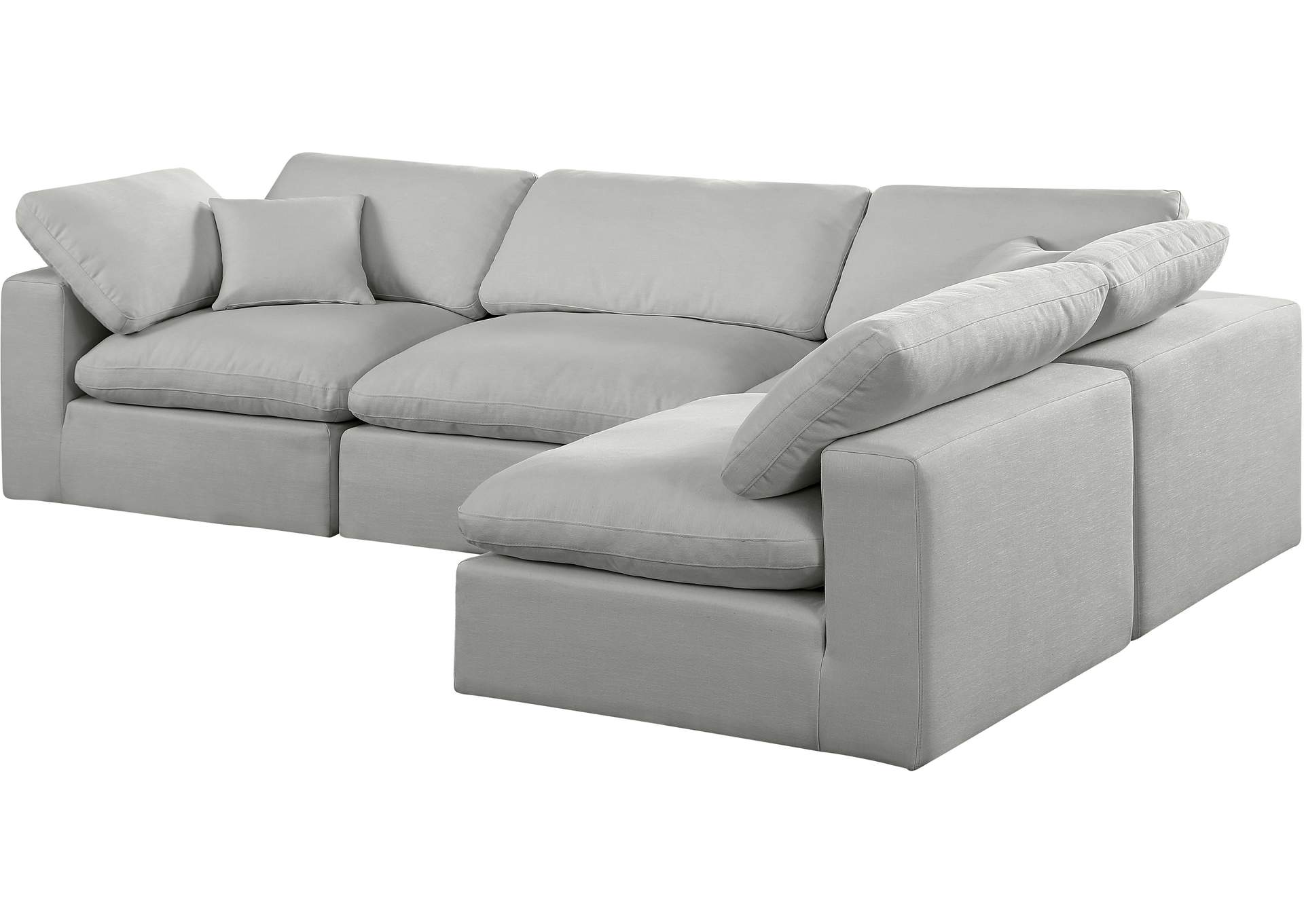Comfy Grey Linen Textured Fabric Modular Sectional,Meridian Furniture