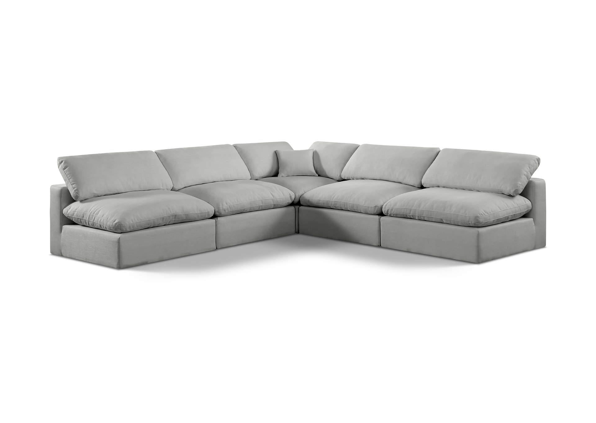 Comfy Grey Linen Textured Fabric Modular Sectional,Meridian Furniture