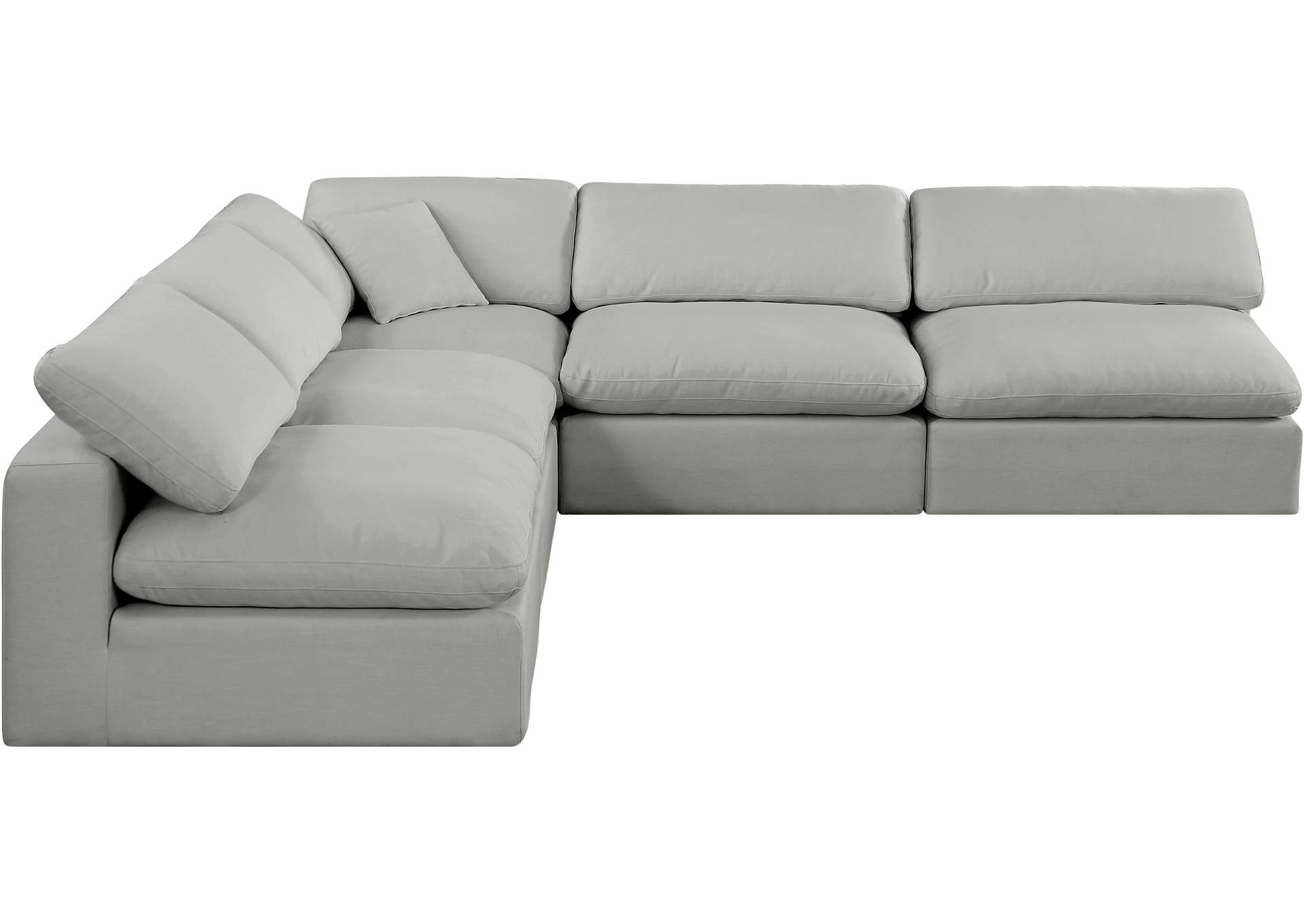 Comfy Grey Linen Textured Fabric Modular Sectional,Meridian Furniture