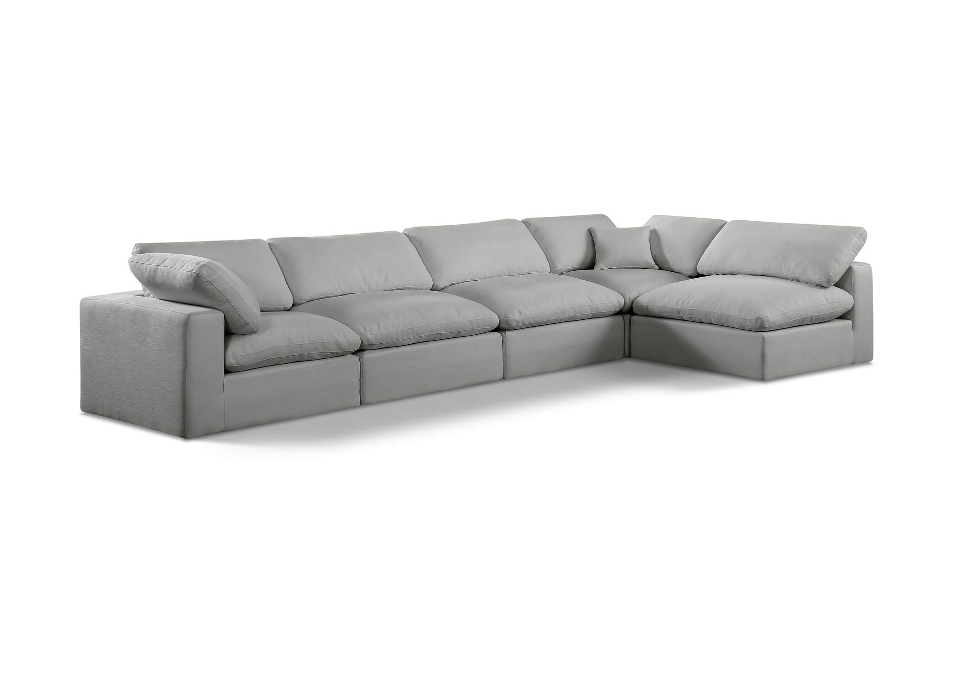 Comfy Grey Linen Textured Fabric Modular Sectional,Meridian Furniture