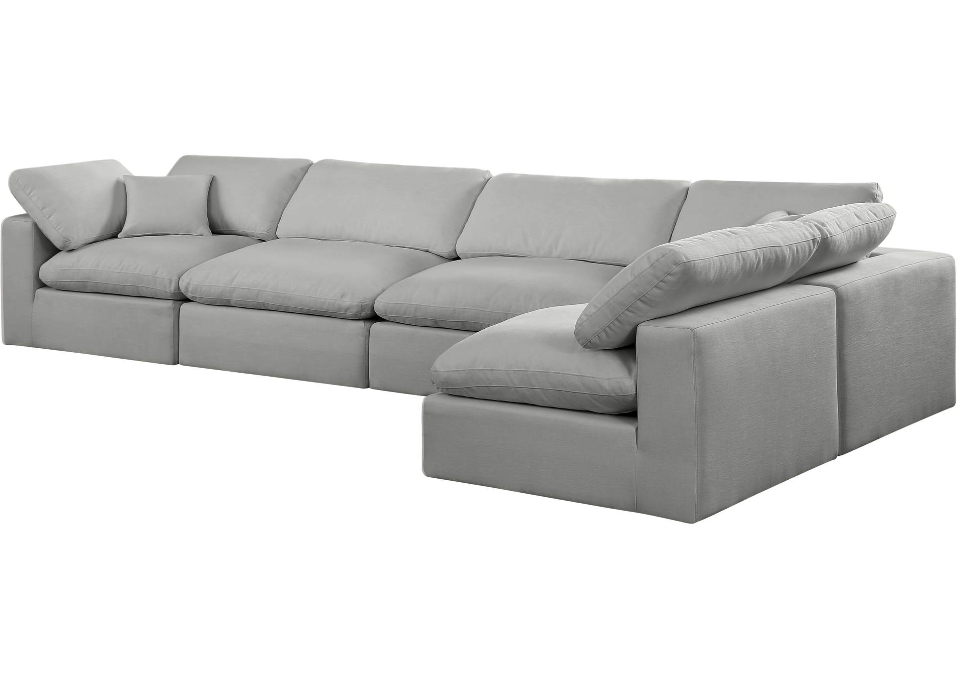 Comfy Grey Linen Textured Fabric Modular Sectional,Meridian Furniture