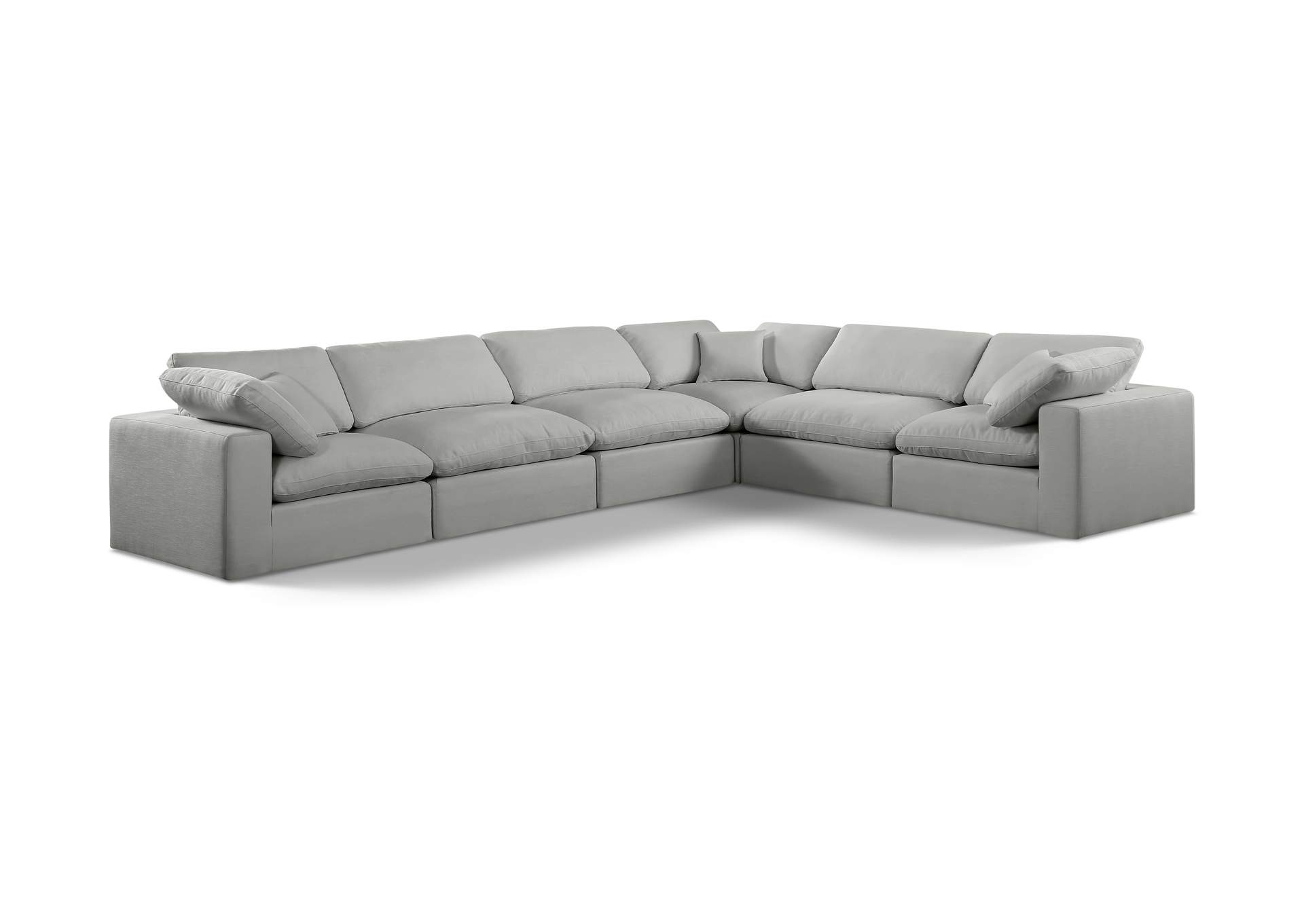Comfy Grey Linen Textured Fabric Modular Sectional,Meridian Furniture
