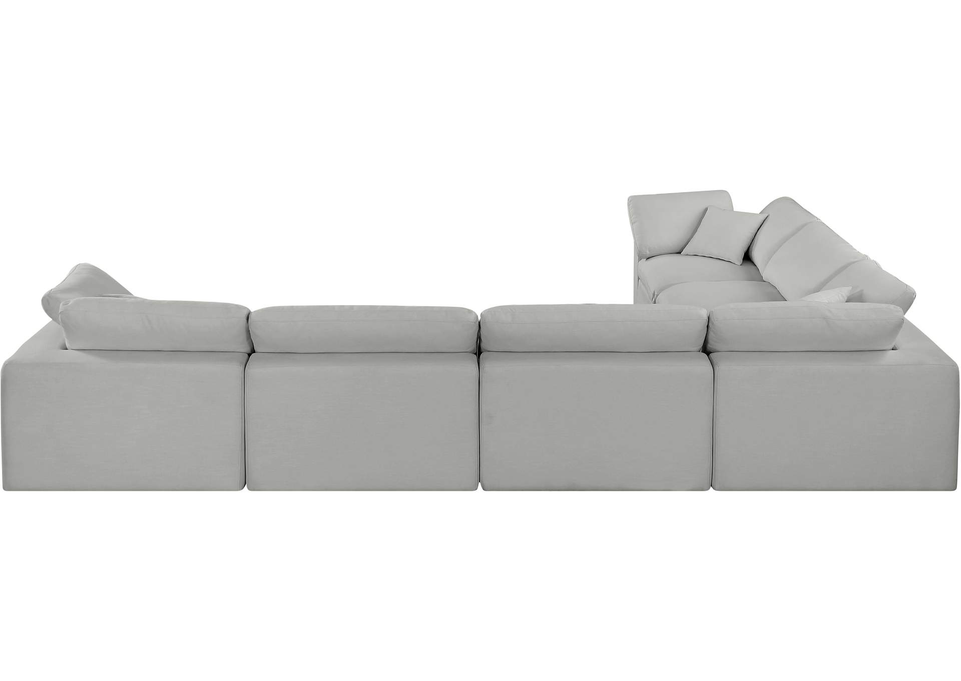 Comfy Grey Linen Textured Fabric Modular Sectional,Meridian Furniture