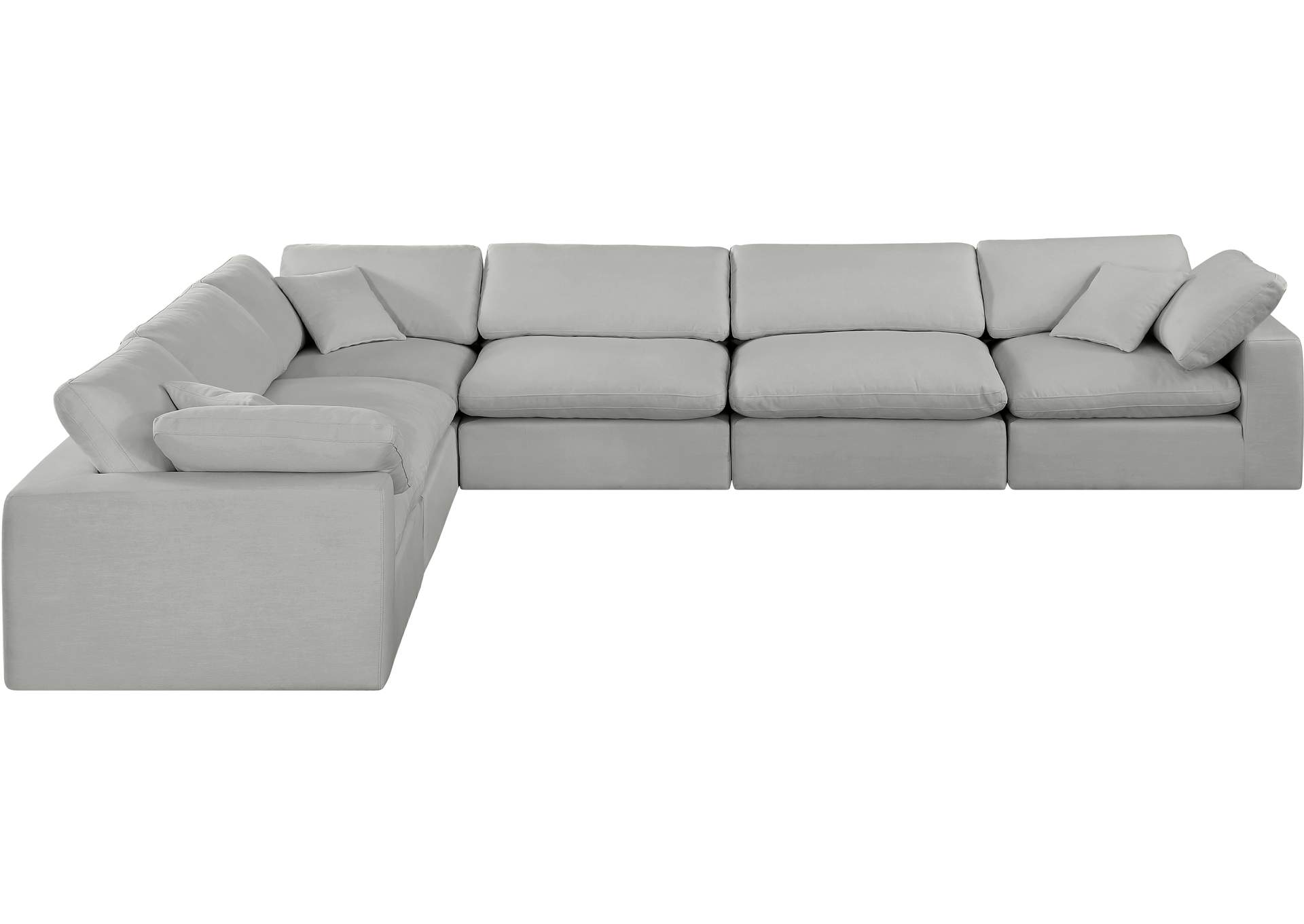 Comfy Grey Linen Textured Fabric Modular Sectional,Meridian Furniture