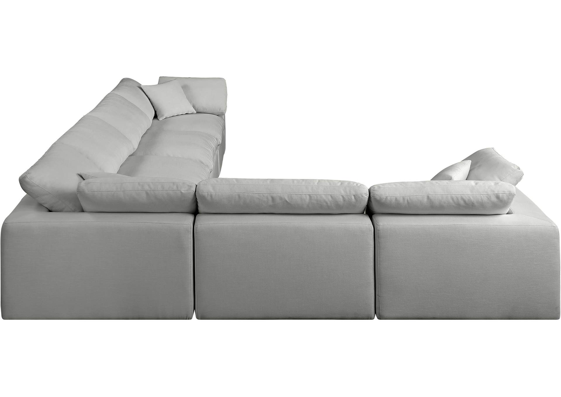 Comfy Grey Linen Textured Fabric Modular Sectional,Meridian Furniture