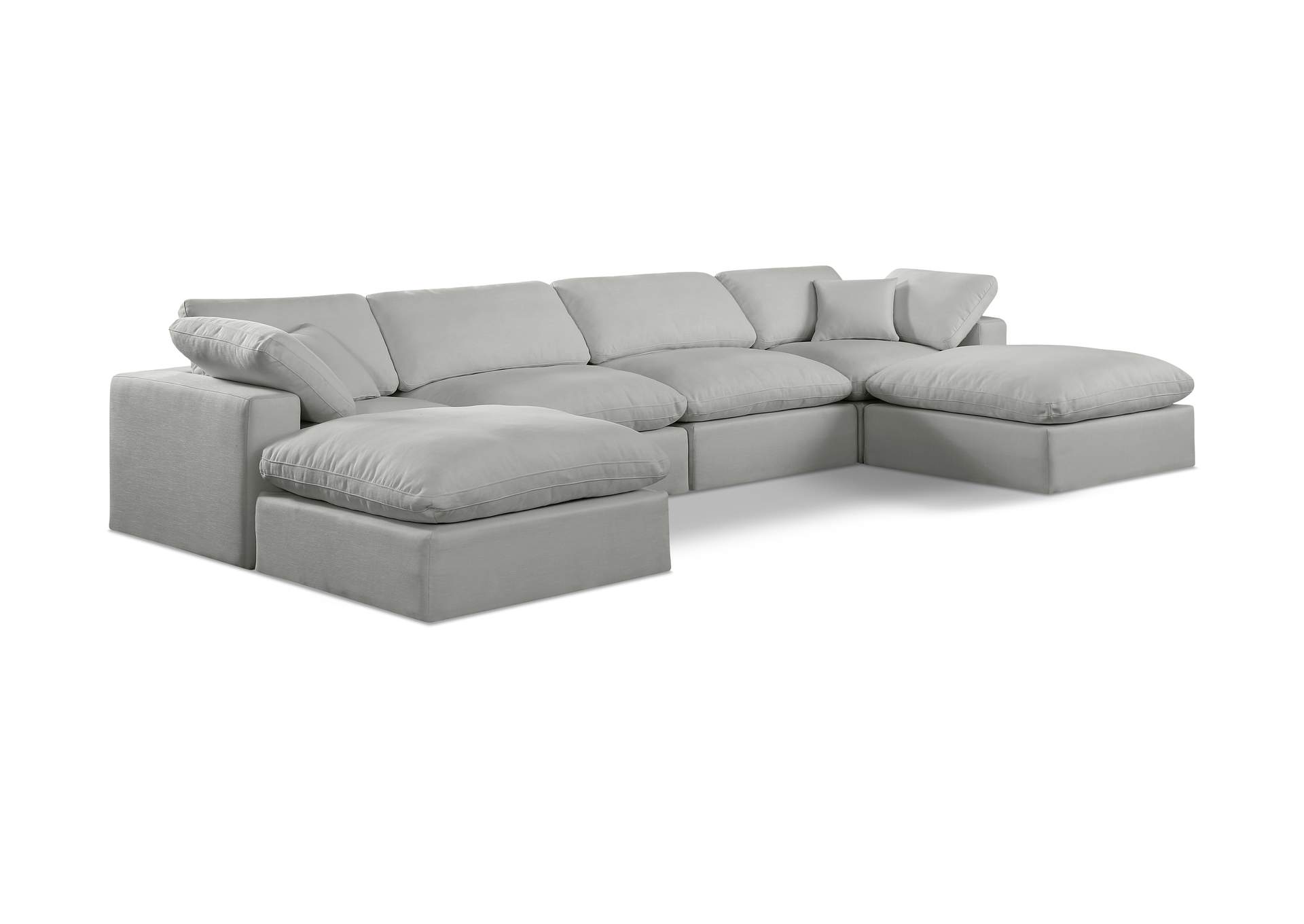 Comfy Grey Linen Textured Fabric Modular Sectional,Meridian Furniture
