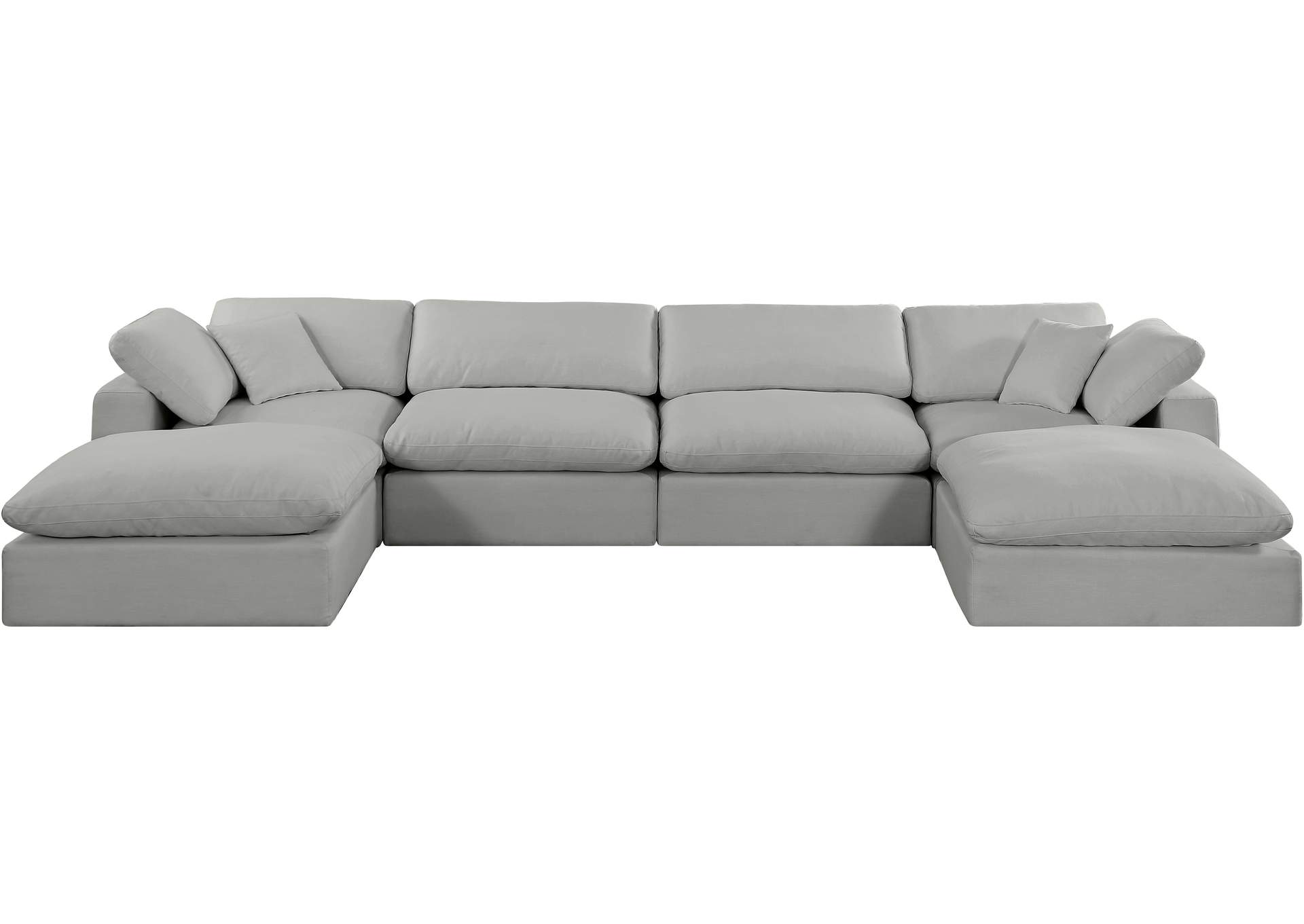 Comfy Grey Linen Textured Fabric Modular Sectional,Meridian Furniture