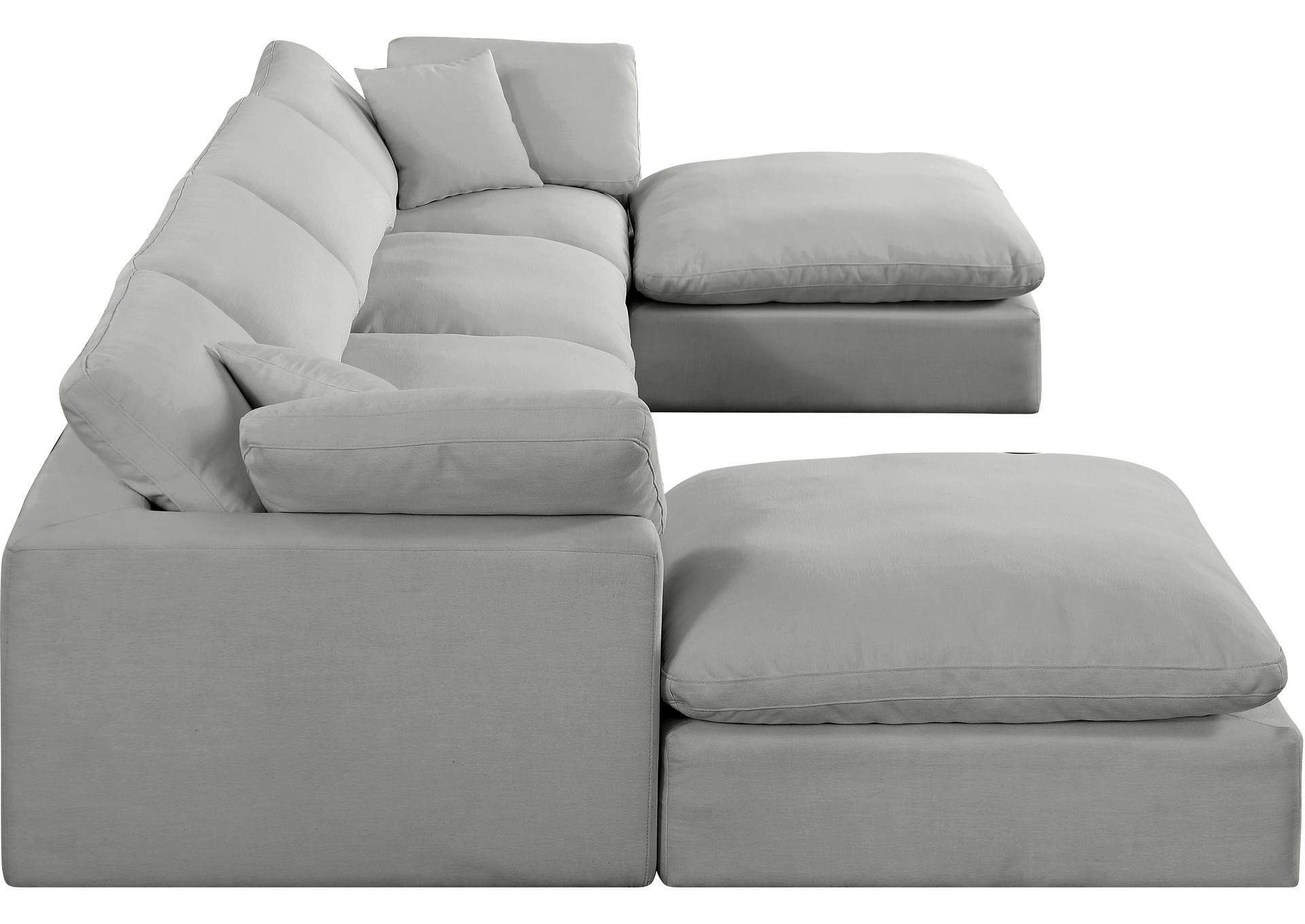 Comfy Grey Linen Textured Fabric Modular Sectional,Meridian Furniture