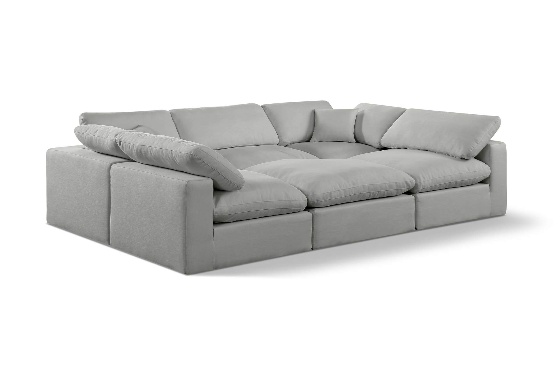 Comfy Grey Linen Textured Fabric Modular Sectional,Meridian Furniture
