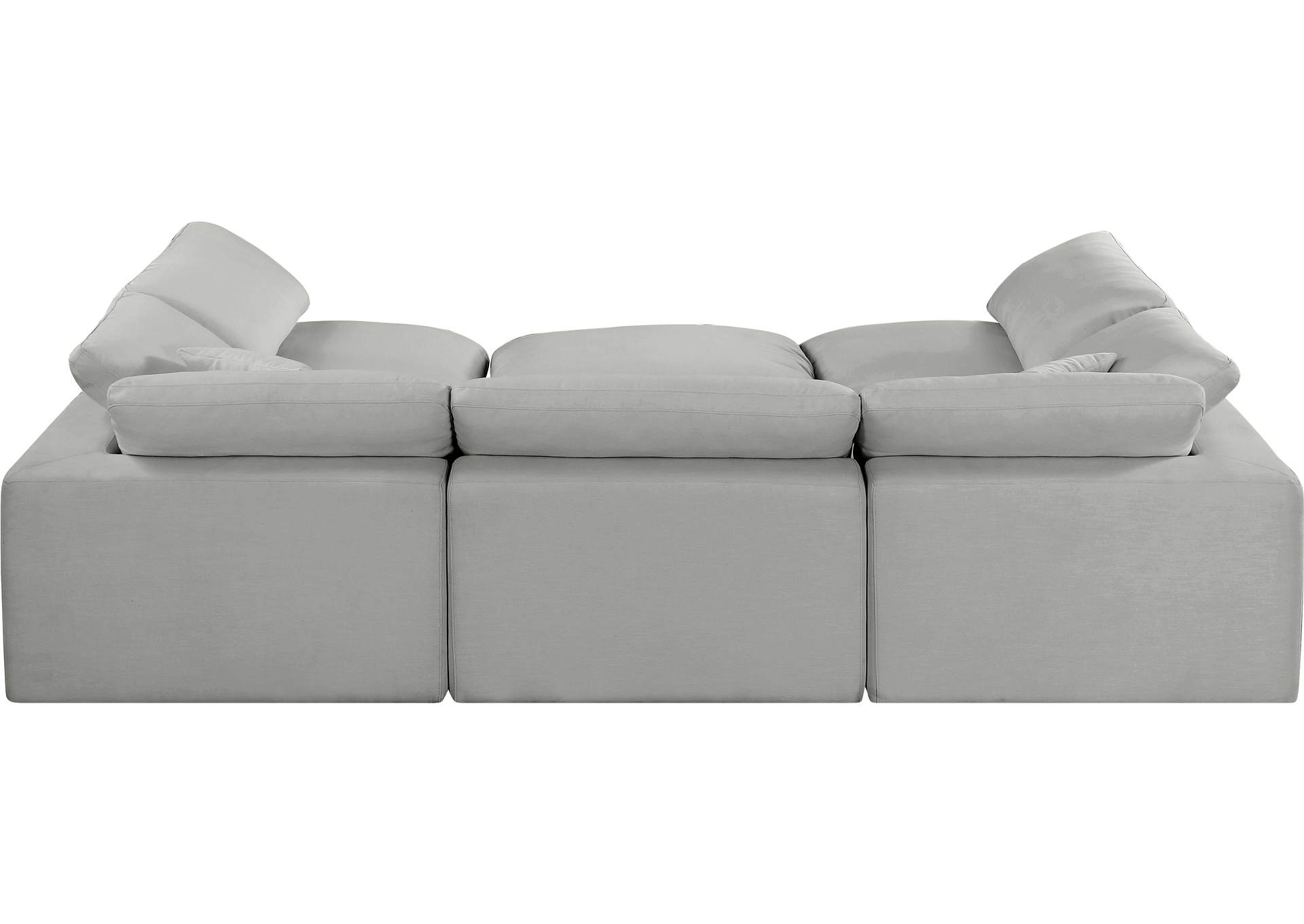 Comfy Grey Linen Textured Fabric Modular Sectional,Meridian Furniture