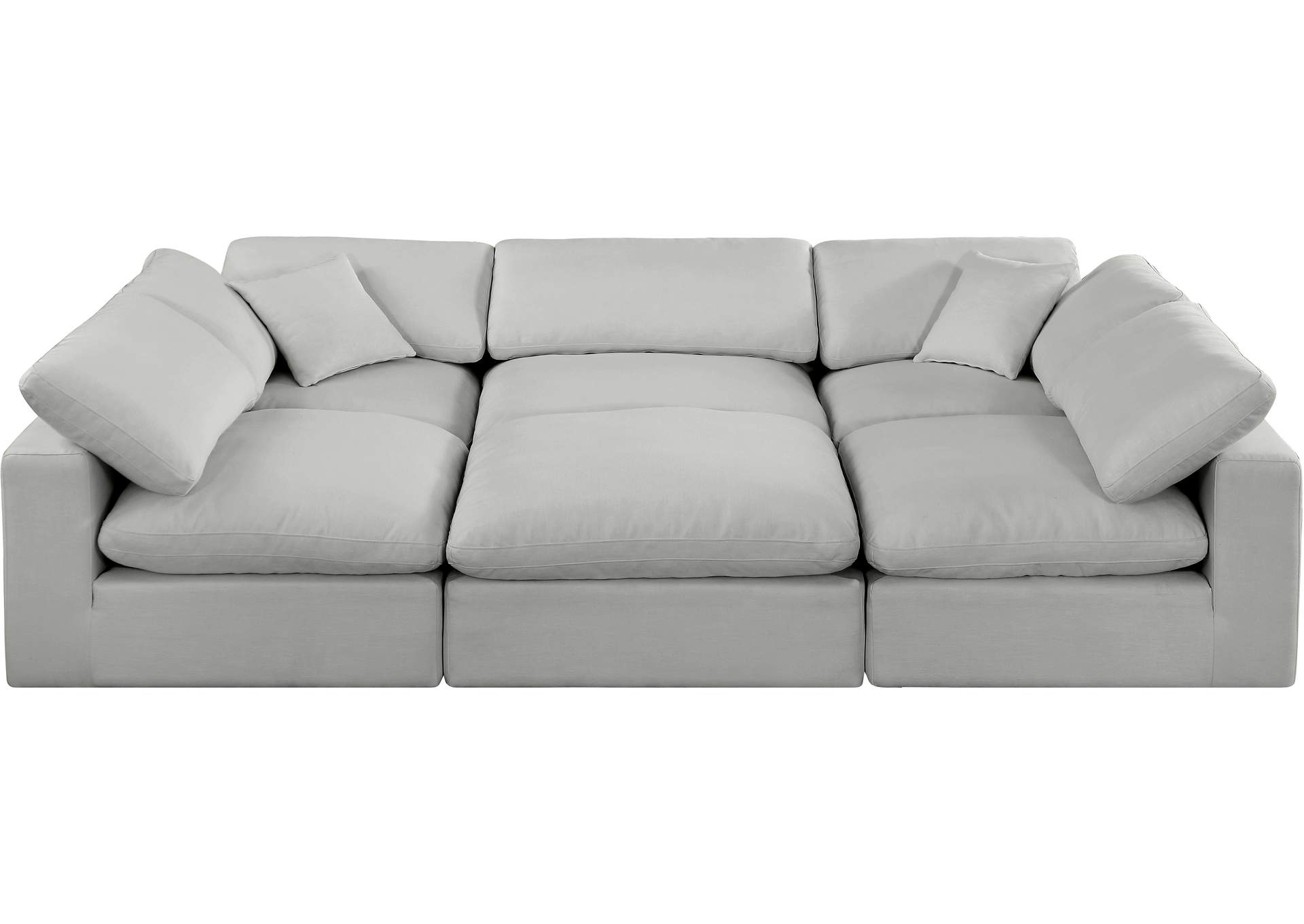 Comfy Grey Linen Textured Fabric Modular Sectional,Meridian Furniture