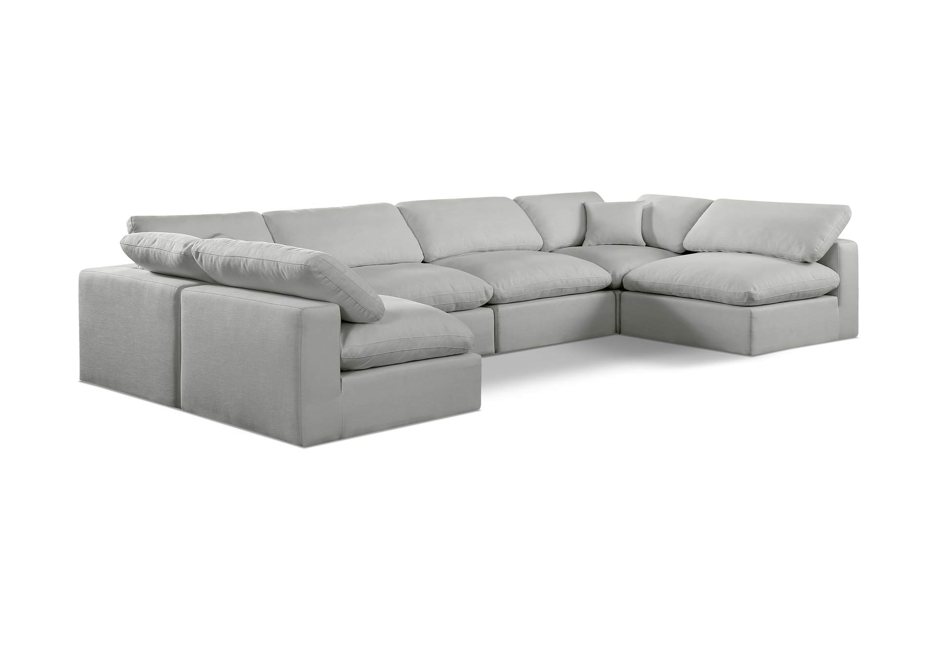 Comfy Grey Linen Textured Fabric Modular Sectional,Meridian Furniture