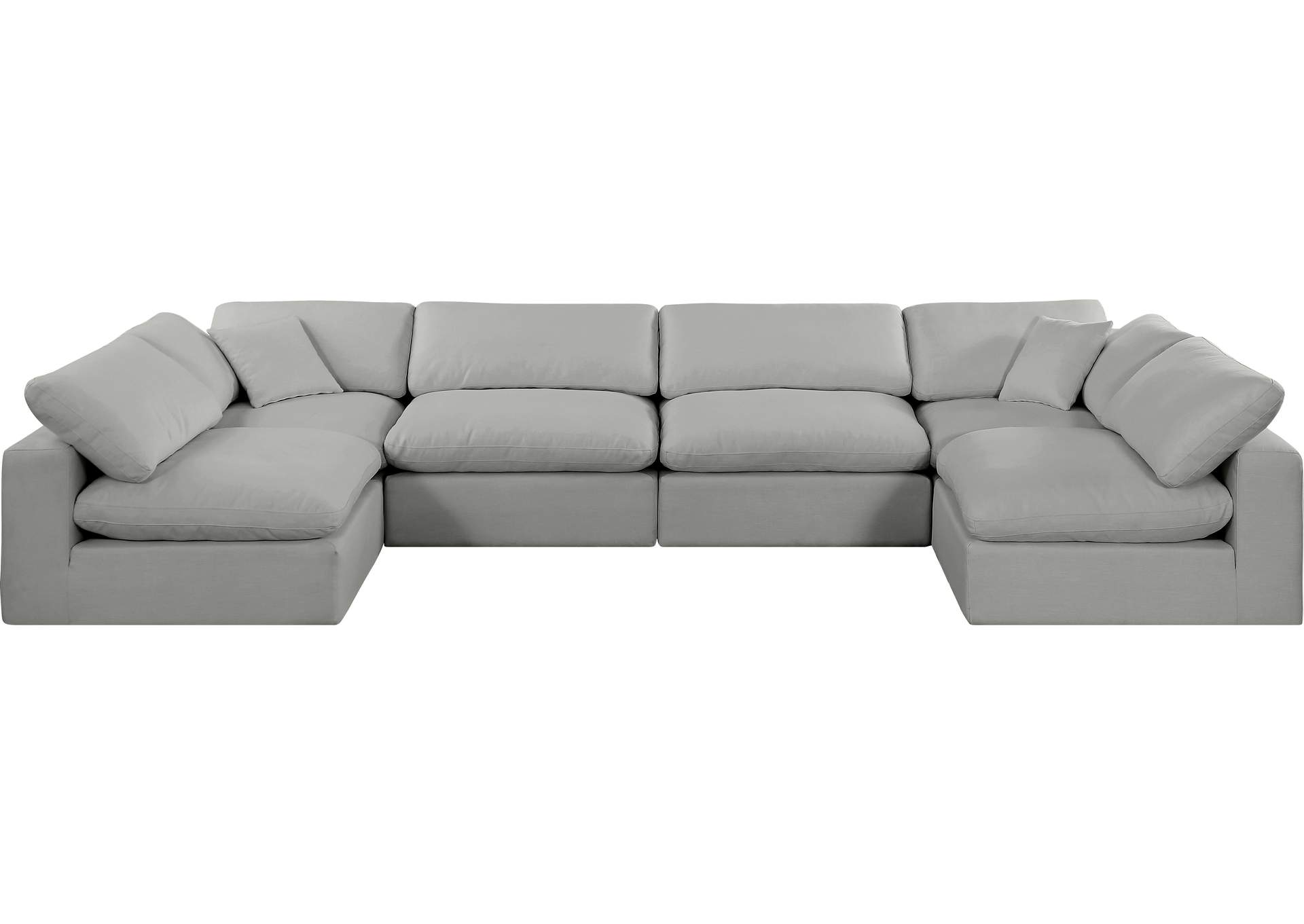 Comfy Grey Linen Textured Fabric Modular Sectional,Meridian Furniture