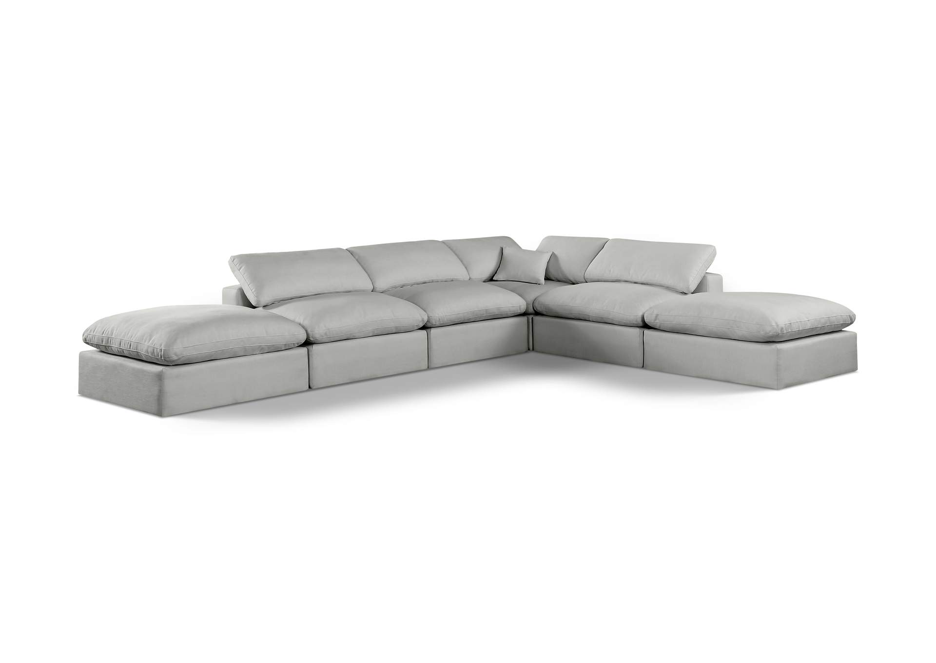 Comfy Grey Linen Textured Fabric Modular Sectional,Meridian Furniture