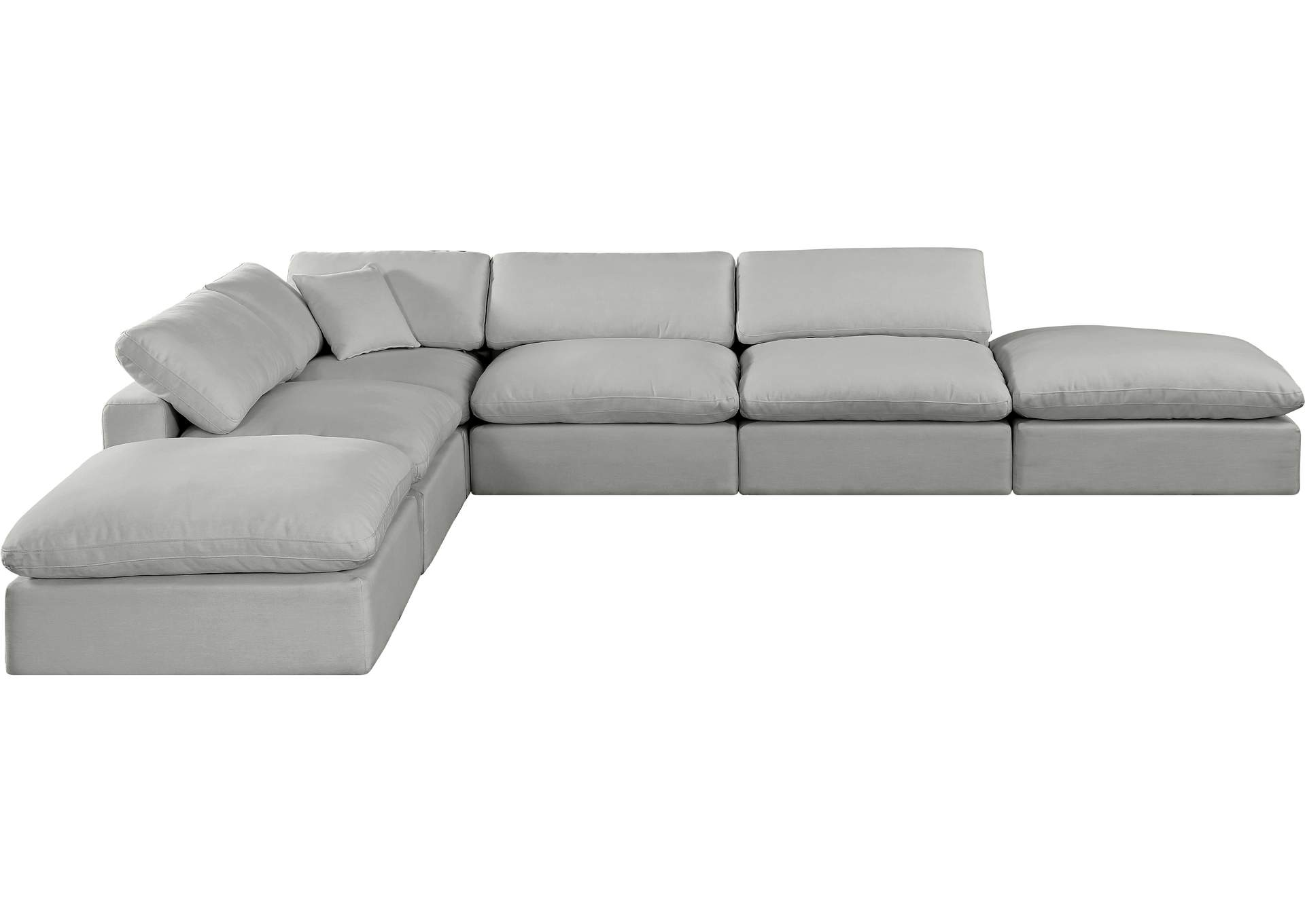 Comfy Grey Linen Textured Fabric Modular Sectional,Meridian Furniture