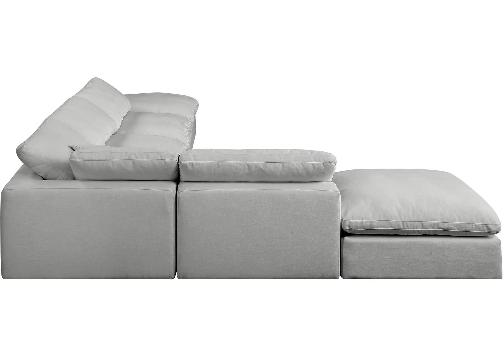 Comfy Grey Linen Textured Fabric Modular Sectional,Meridian Furniture