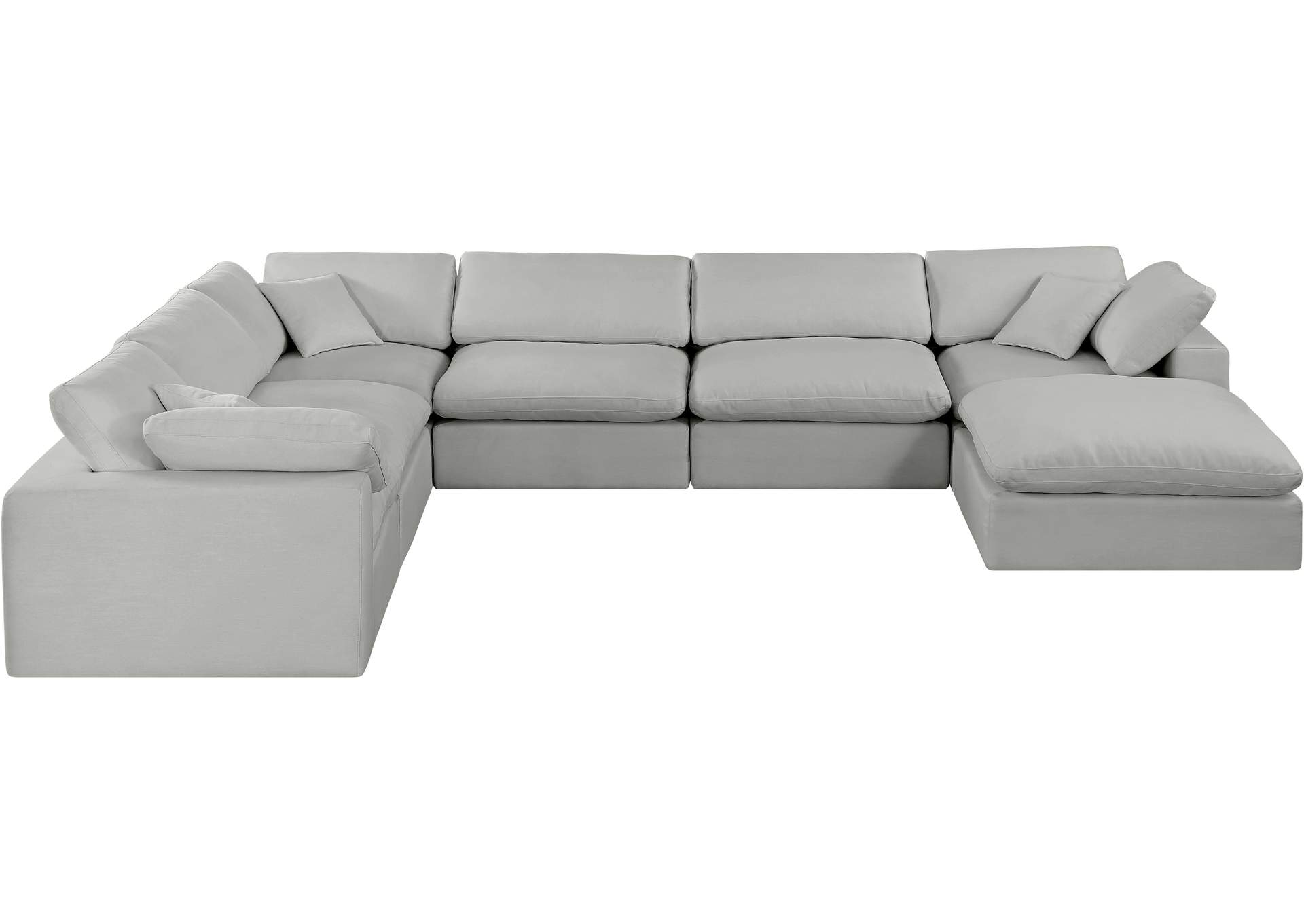 Comfy Grey Linen Textured Fabric Modular Sectional,Meridian Furniture
