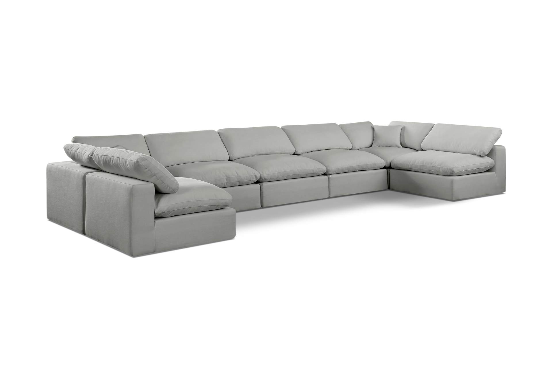 Comfy Grey Linen Textured Fabric Modular Sectional,Meridian Furniture